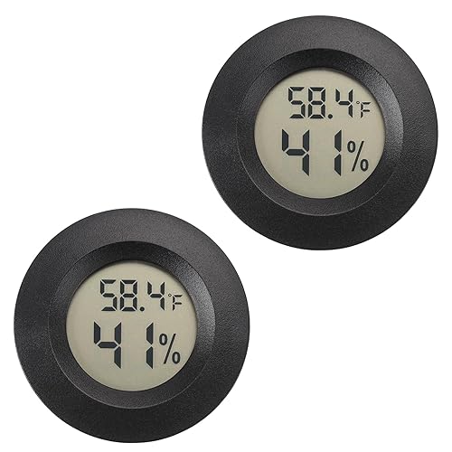 Mini Hygrometer Thermometer Digital Humidity Meter Indoor/Outdoor Humidity Monitor Reptile Thermometer for Humidors Greenhouse Garden Cellar Fahrenheit(℉)/ Celsius(℃) 2 Pack - 2