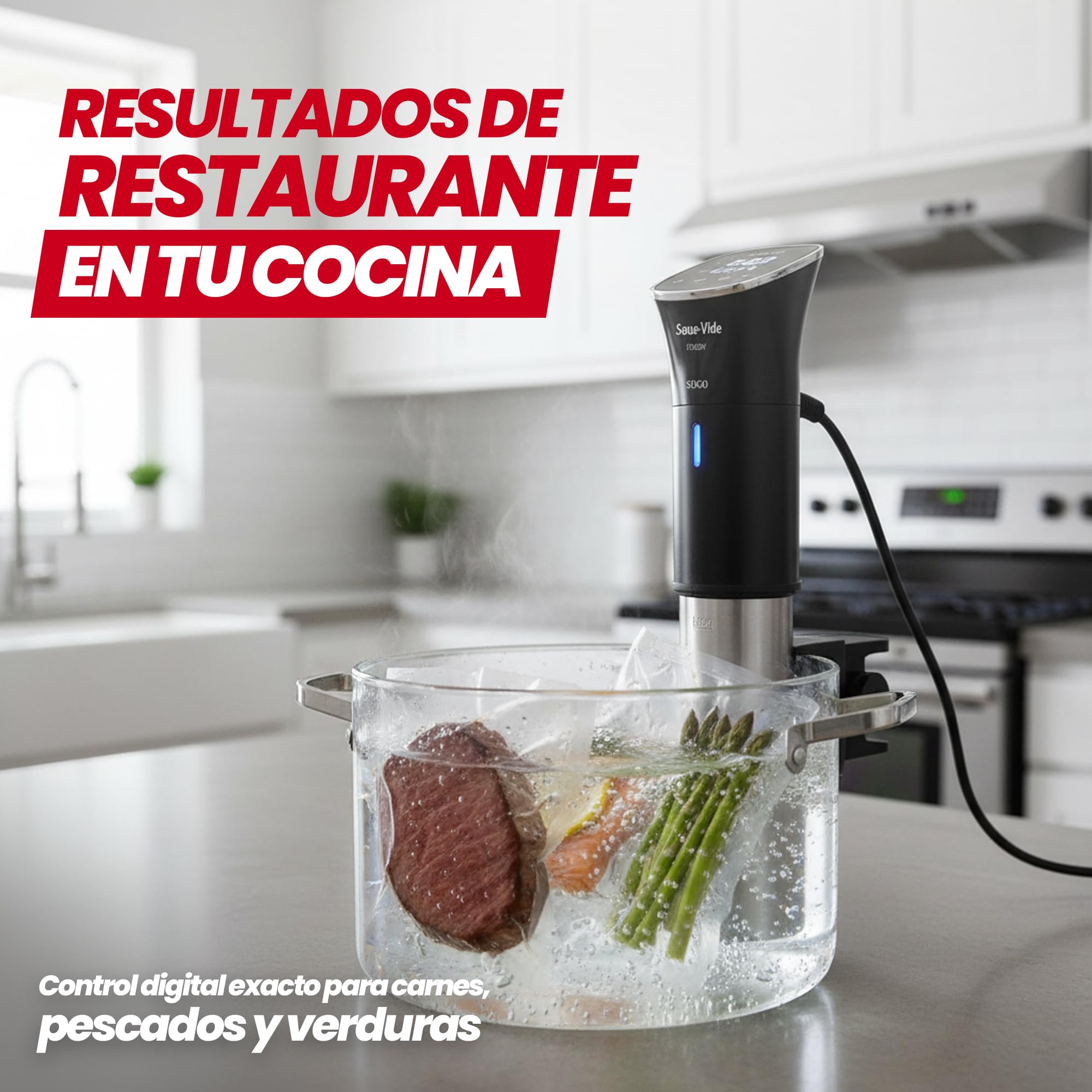 SOGO Roner sous vide électrique à cuisson lente dans l'eau, écran numérique et contrôle tactile – Roner cuisine basse température et circulation constante 15 l – Cuisine précise contre la surchauffe