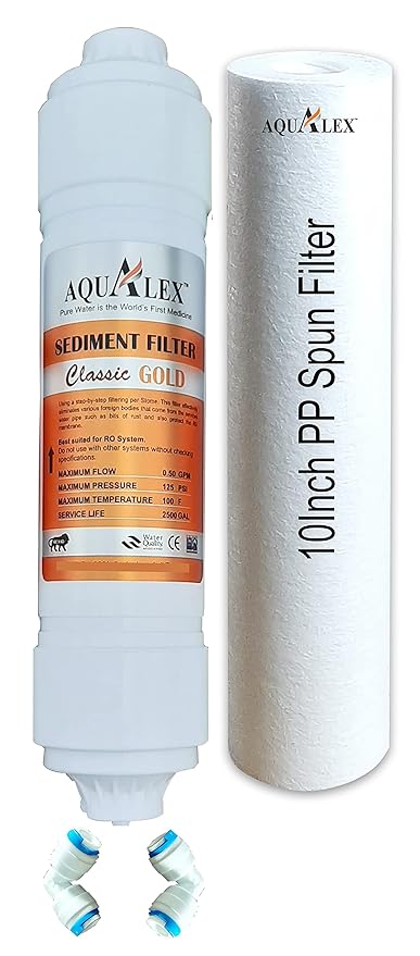AQUALEX Classic Gold Pre Carbon + PP, Sediment + PP, Post Carbon + PP Inline (Sediment + PP Spun + 2 Elbow)