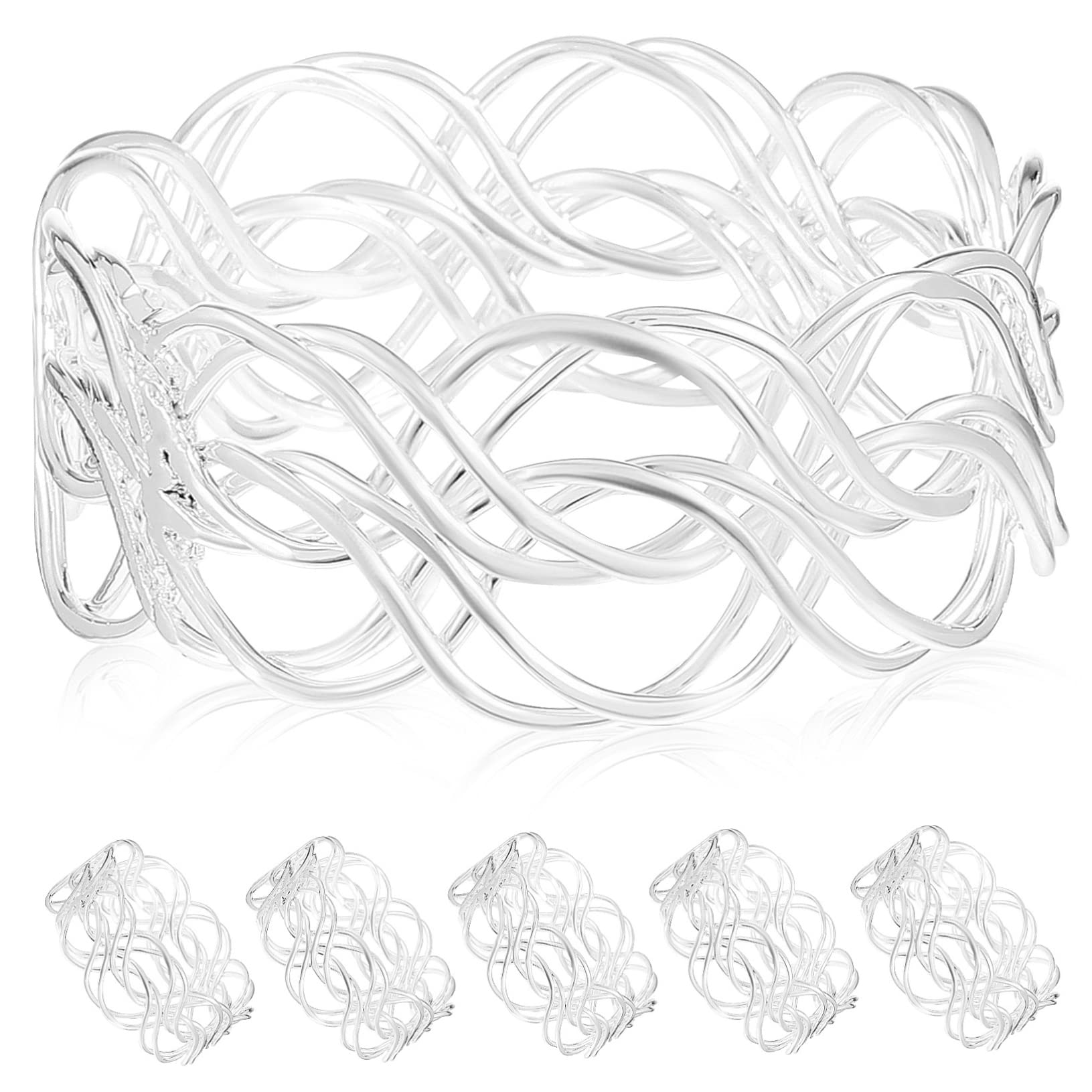 iplusmile 6 Anillos de Servilletero Metálico Hebillas para Adorno de Mesa en Bodas y Festivales, Superficie Lisa y Brillante, Diseño Único y Elegante