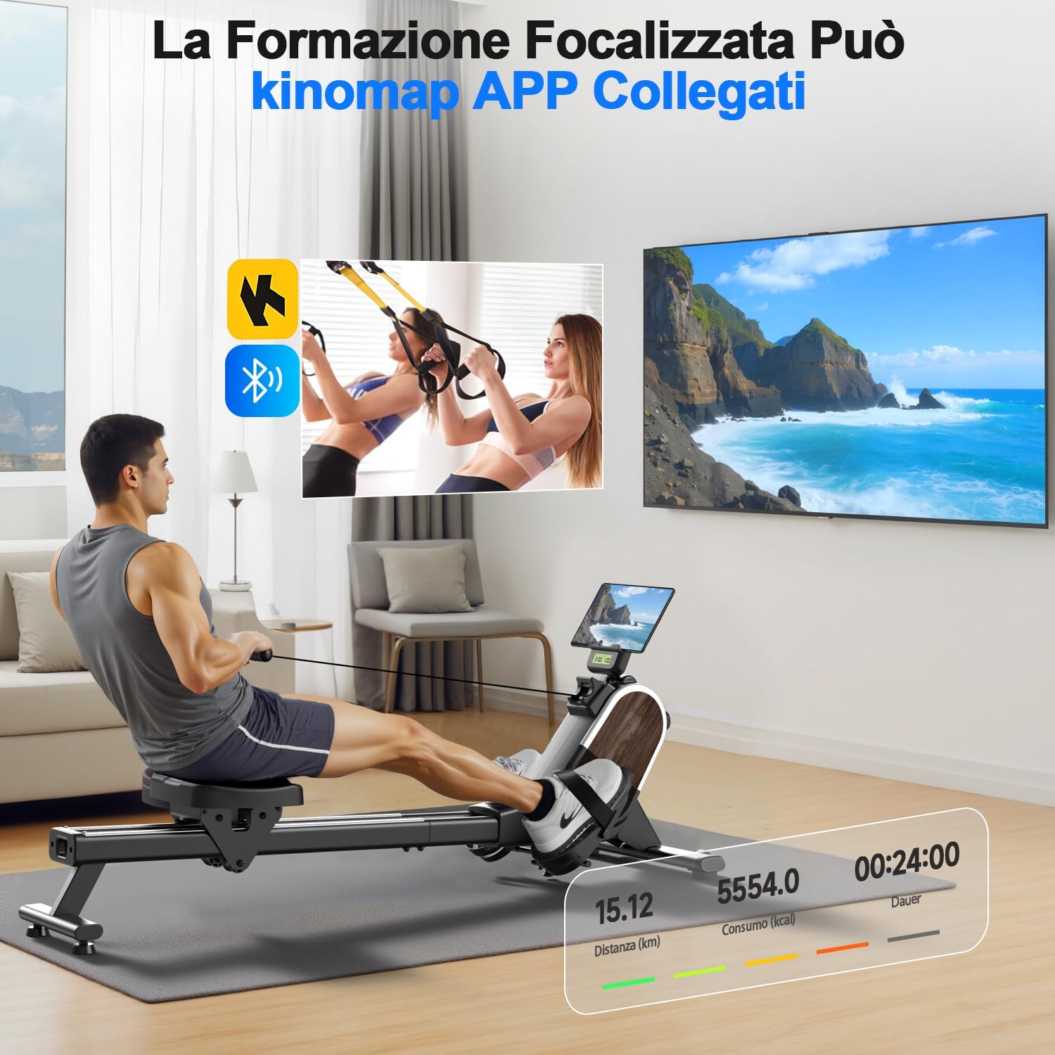CHAOKE rowing machine connected to Kinomap app