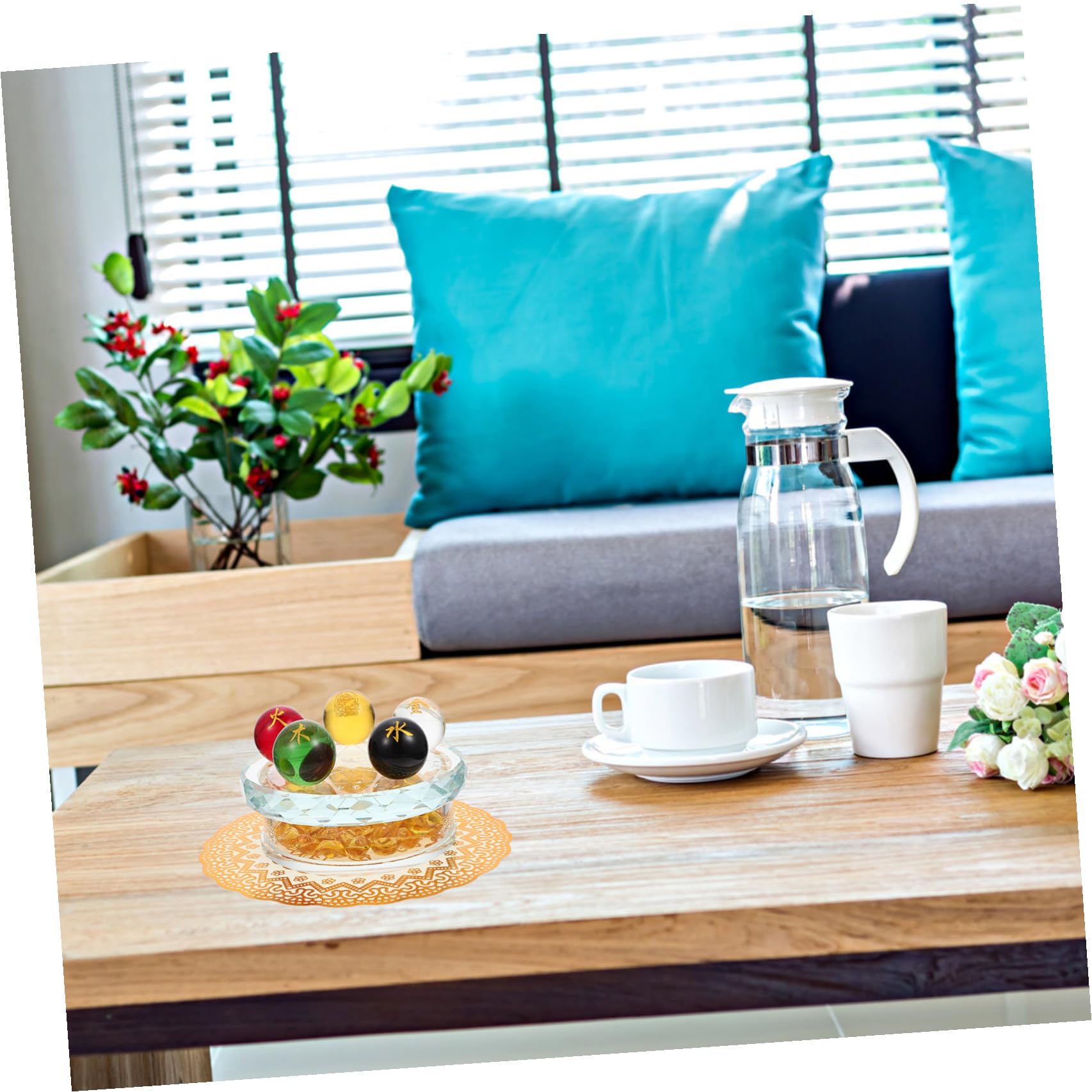1set Decorazione Chic con Sfere e Supporto di Palle per Benessere e Fortuna Casa Accessorio di Feng Shui per La Tua Casa e Ufficio