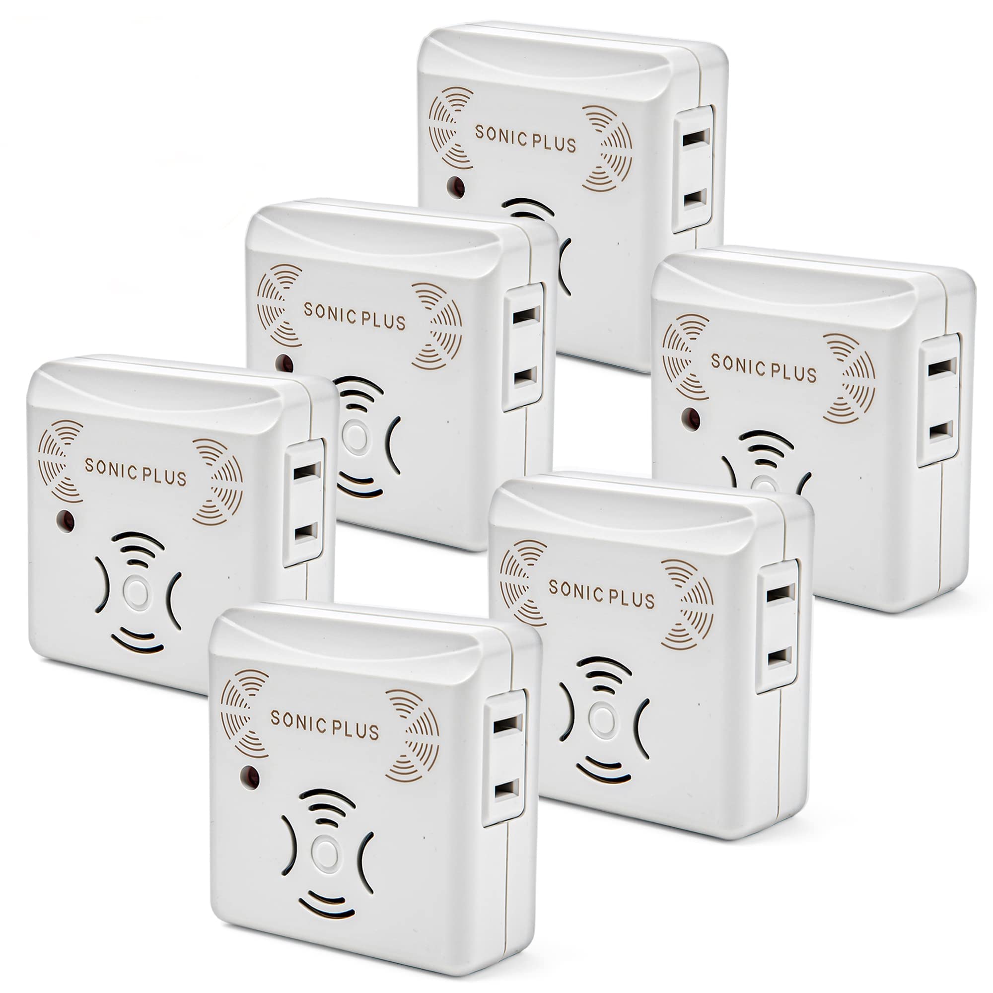 Sonic Plus Pest Repeller for Rodents and Insects, 6-Pack Indoor Repellent with Side Outlet, Get Rid of Roaches & Rodents Chemical Free
