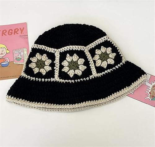 Miniatura 2 de Sombreros de ganchillo para mujer, sombreros de ganchillo hechos a mano, gorros de punto, sombrero de pesca flexible, gorra floral a rayas, moda al