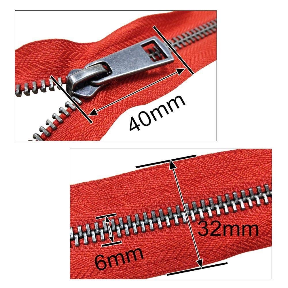 Premium-Metallreißverschluss, Kunststoffreißverschluss 5#, bunt, offene Doppelschieber, schwarzer Metallreißverschluss, DIY-Handarbeit, for Stofftaschenschuhe, 30–80 cm, for Nähen(Wine Red)
