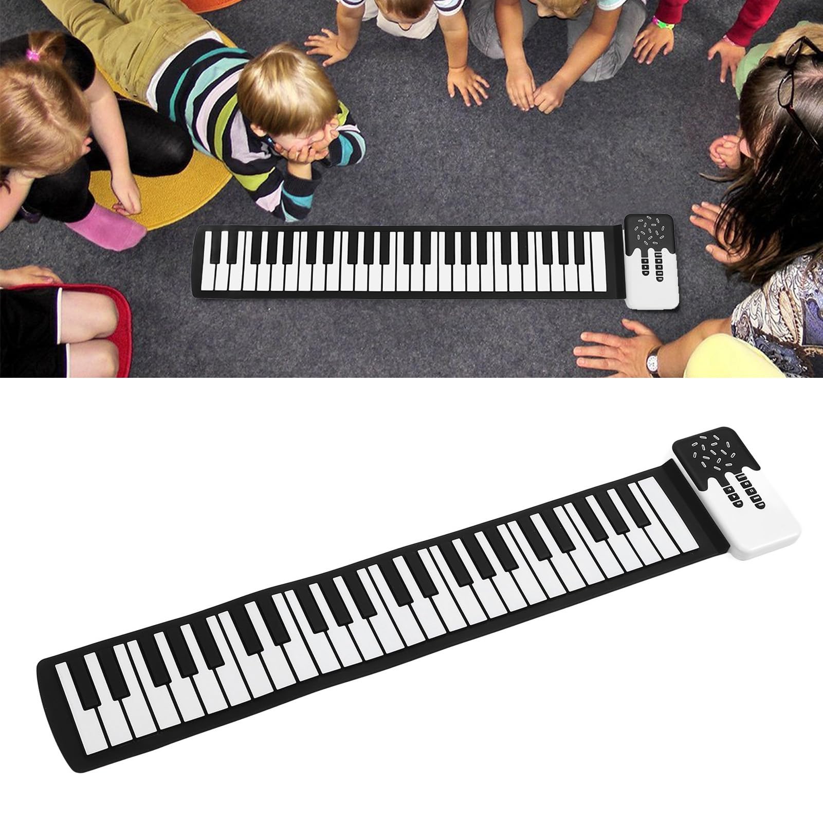 Pianoforte Elettronico a 49 Tasti Arrotolato a Mano Pianoforte Elettronico a Mano con Altoparlante Tastiera Pieghevole Piano Elettronico Flessibile per L'intrattenimento