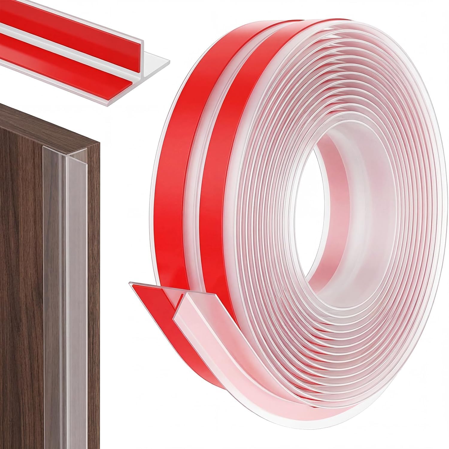 T Shaped Draft Excluder Door Seal Strip, Self Adhesive Silicone Weather Stripping for Window and Door, Flexible Door Bottom Seal (35mm x 6m