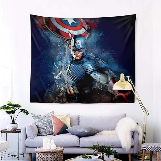 Amazon Co Jp 壁紙キャプテンアメリカ マーベルコミックス タペストリー子供部屋贈り物カーテン印刷 ホーム キッチン