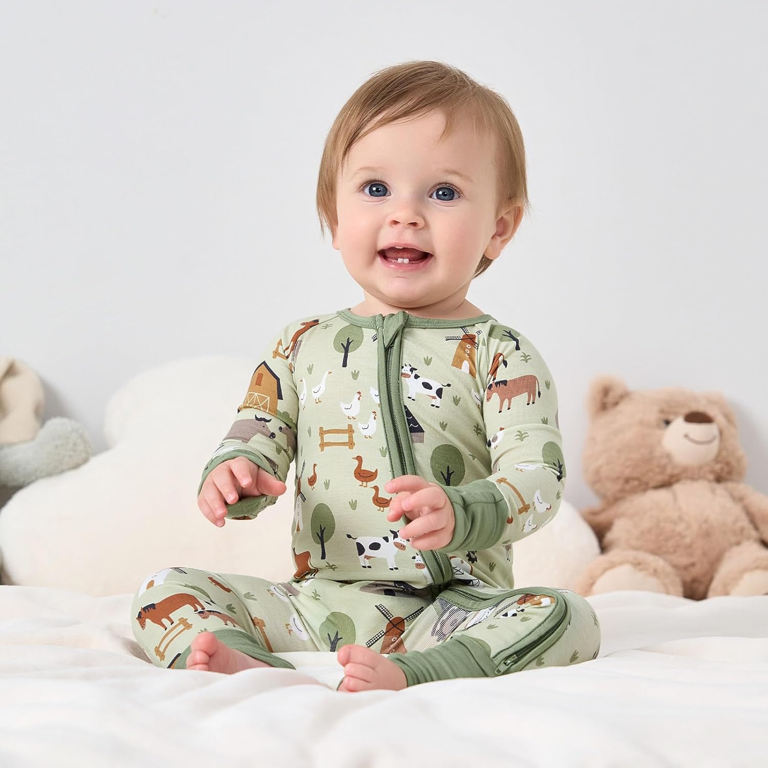 pureborn Baby Infant Boys Girls Sleeper Snug Fit Viscose from Bamboo Pajamas 0-24 Months - Image 3