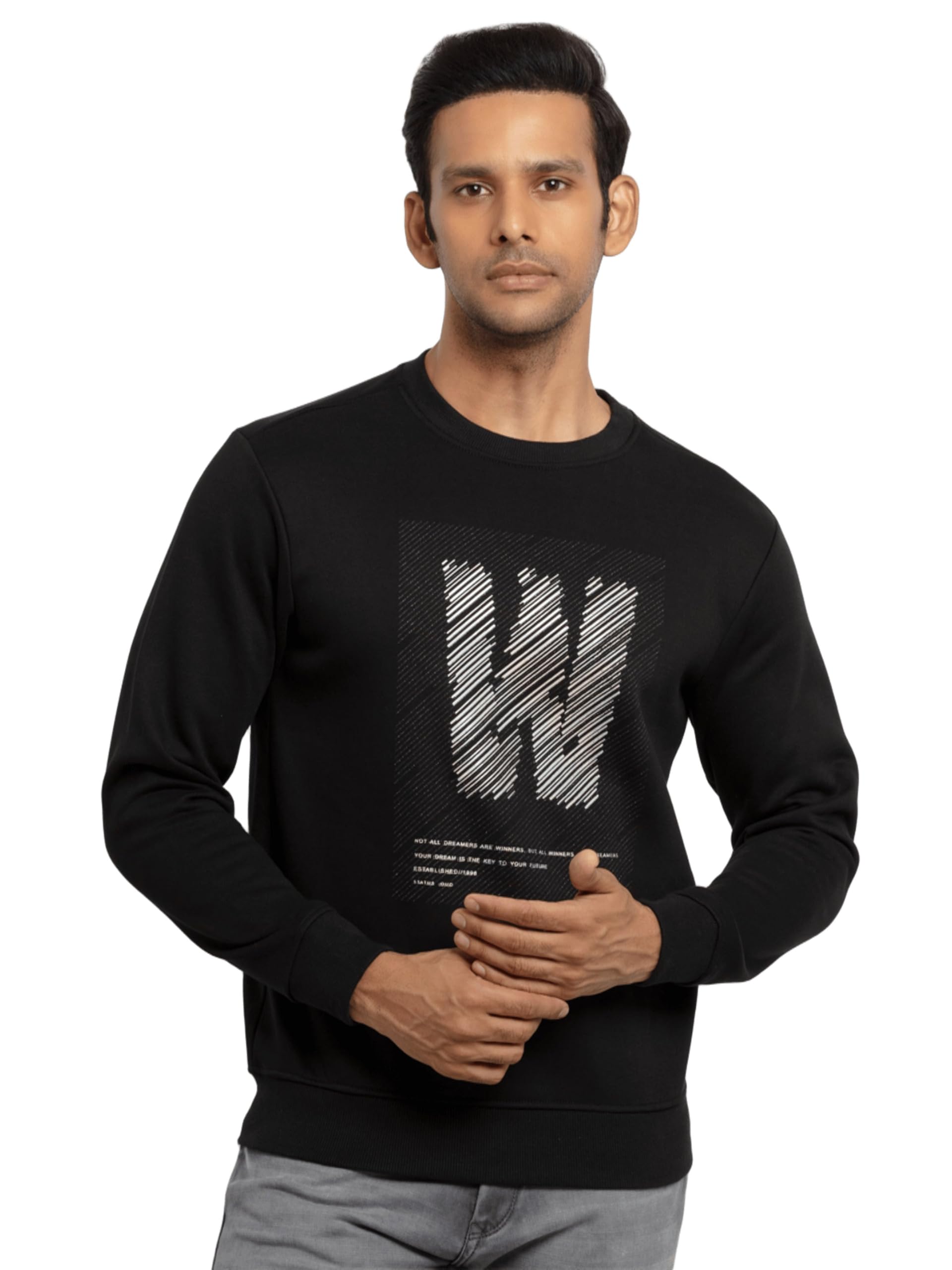 status quo Mens Printed Round Neck Sweatshirt Black-picture-10