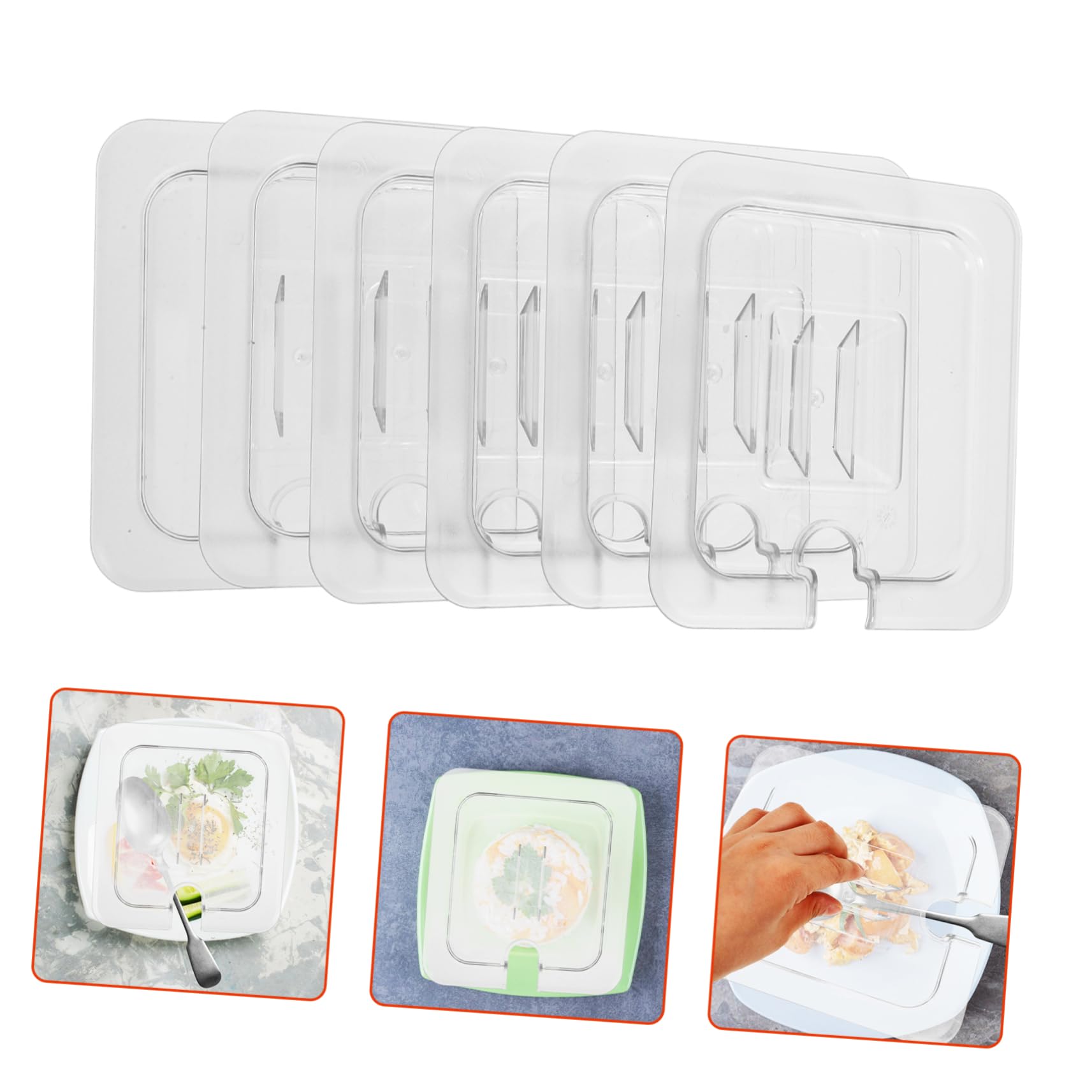 CONGARTENO 6 Pack Reusable Food Pan Lids Universal Lid for Fruits Vegetables Restaurant Commercial Hotel Pan Cover Handle