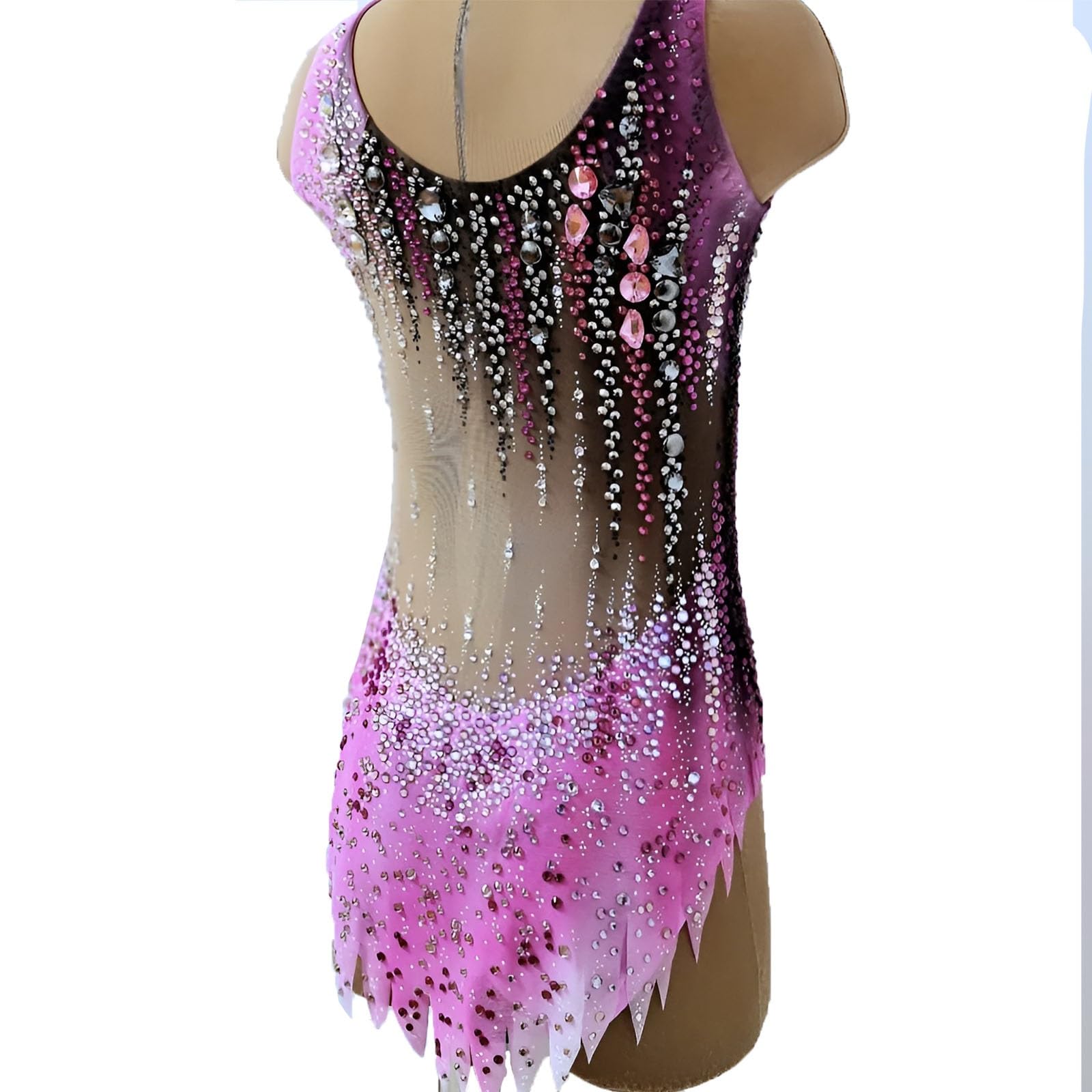Maillot de gimnasia rítmica for niña, camiseta de tirantes for competición rítmica infantil, con pedrería.