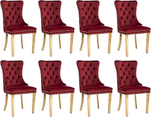 Miniatura 91 de SoarFlash Juego de 6 sillas de comedor de terciopelo, silla lateral de respaldo alto, silla lateral moderna tapizada de alta gama con capitoné y