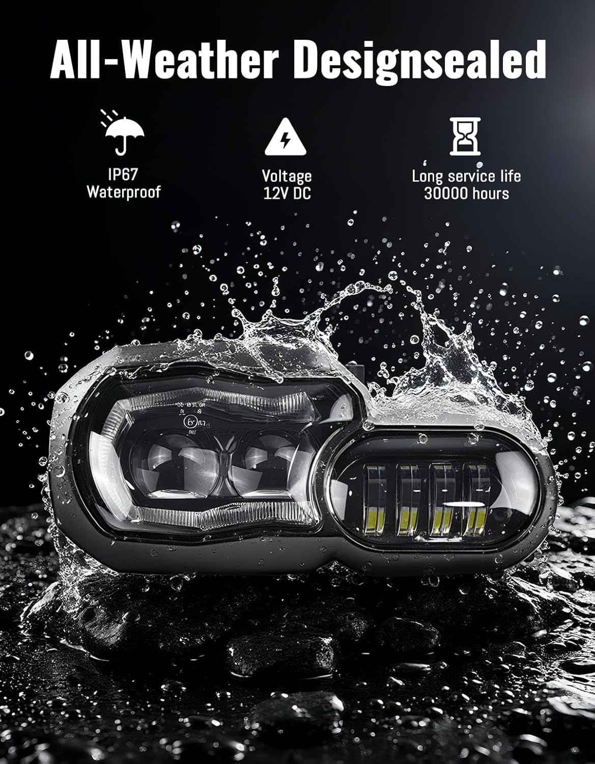 LED Headlight for BMW F800GS 2008-2018, Motorcycle Front Light w/High and Low Beams DRL Head Lamp for BMW F800GS / F800R / F700GS / F650GS 2008-2018 Accessories