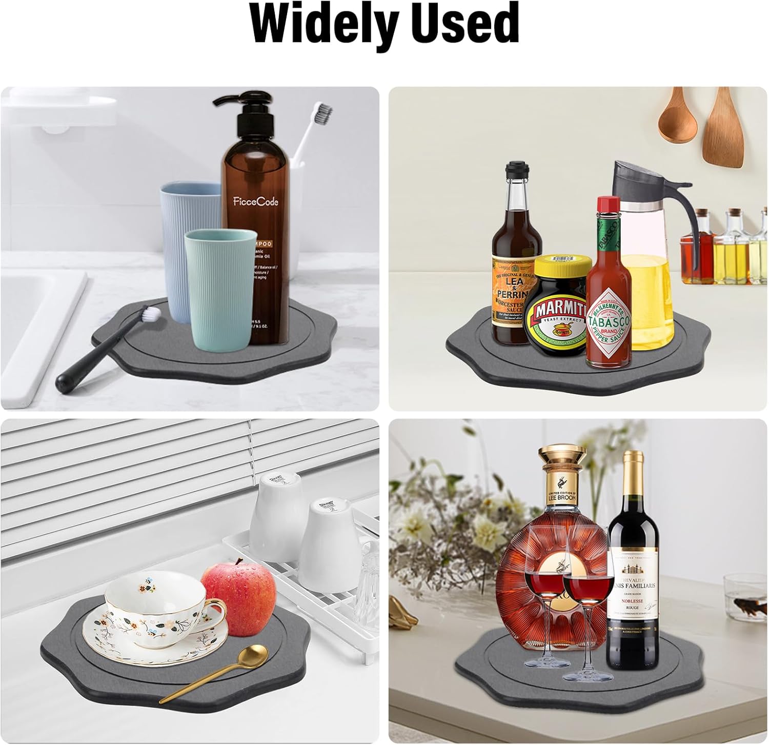 Plant Saucers Instant Dry Diatomaceous Earth Stone Plant Trays Absorbent Durable Flower Pot Saucers for Indoor & Outdoor Use, Keep Floors and Counters Clean and Dry(Large & Small,Octagon) - Image 4