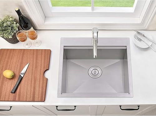 Miniatura 2 de Fregadero de cocina de 21 x 20 pulgadas, con estación de trabajo de acero inoxidable para exteriores, fregaderos pequeños de montaje superior,