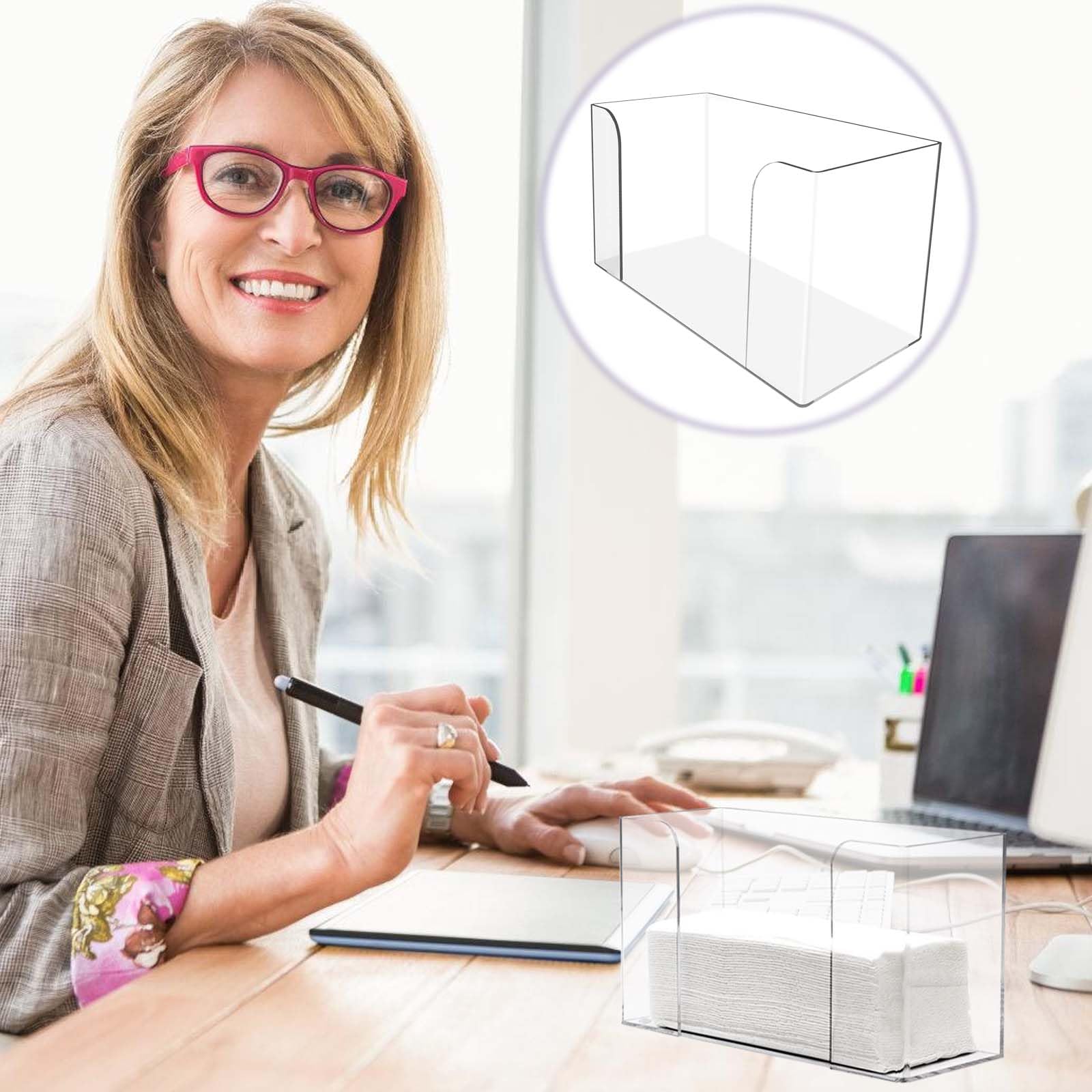 Portasciugamani di carta in acrilico, trasparente, per asciugamani di carta, dispenser di asciugamani di carta, per asciugamani di carta, per piano di lavoro, dispenser di carta
