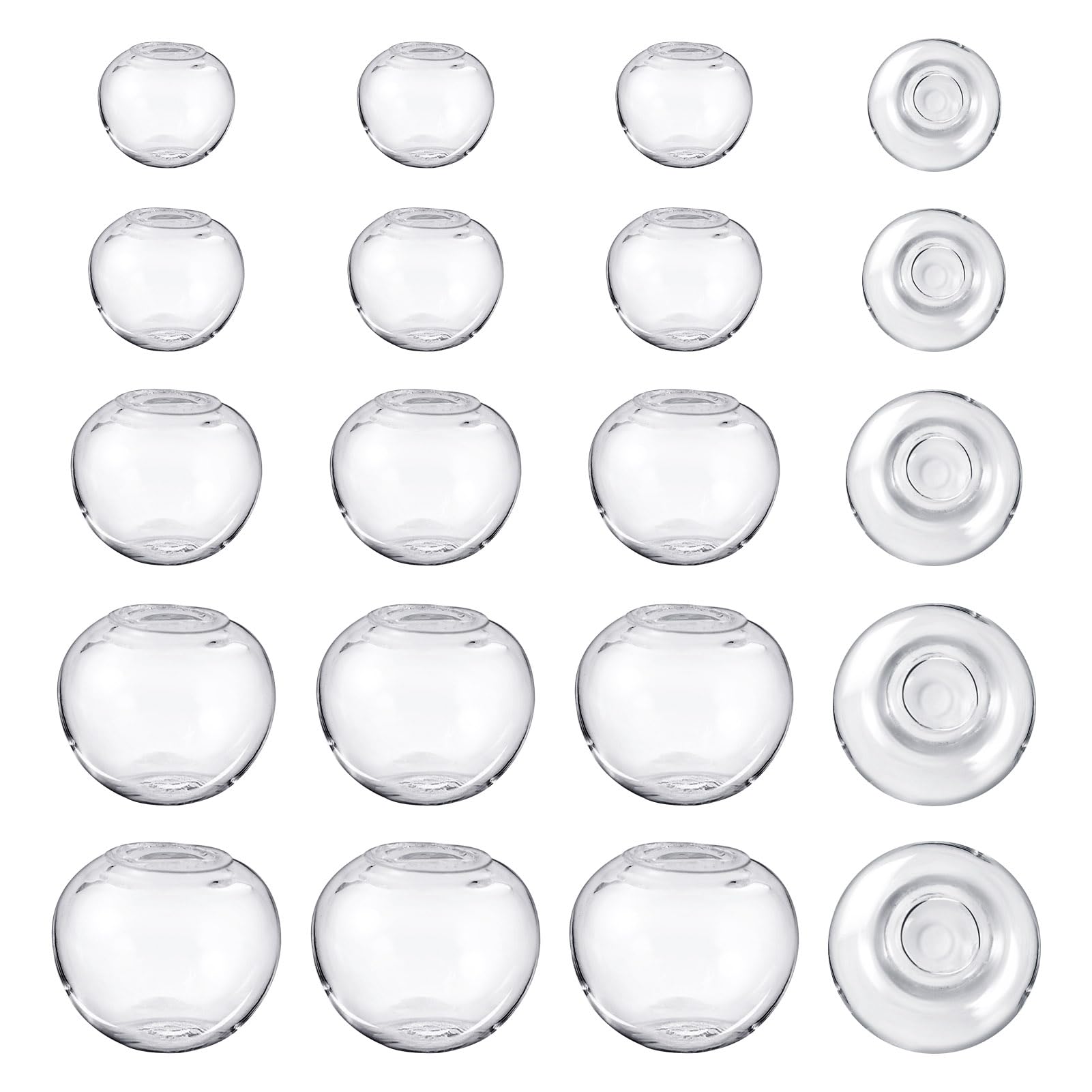 Elecrelive 100 pcs Mini Glass Globe Bottle 10/11/14/16 mm Hollow Wish Glass Ball Bottle Round Clear Blown Globe Beads for DIY Jewelry Pendant Earring Craft Making