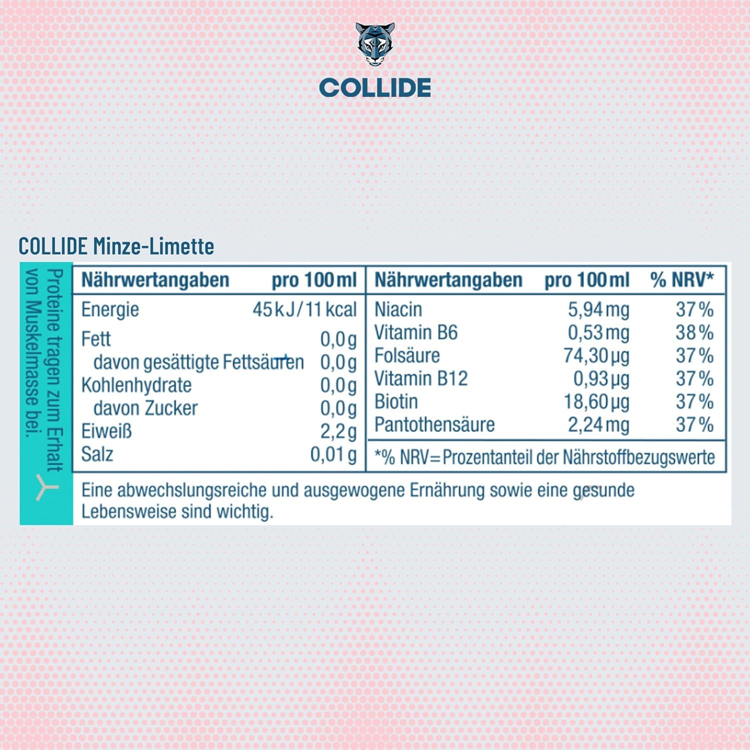 COLLIDE Kollagen Protein Drink – Minze-Limette - 2x 12x250ml - Zuckerfrei & High Protein - Mit Collagen Hydrolysat Peptiden, Vitamin B6 &12, Folsäure, Biotin & Koffein