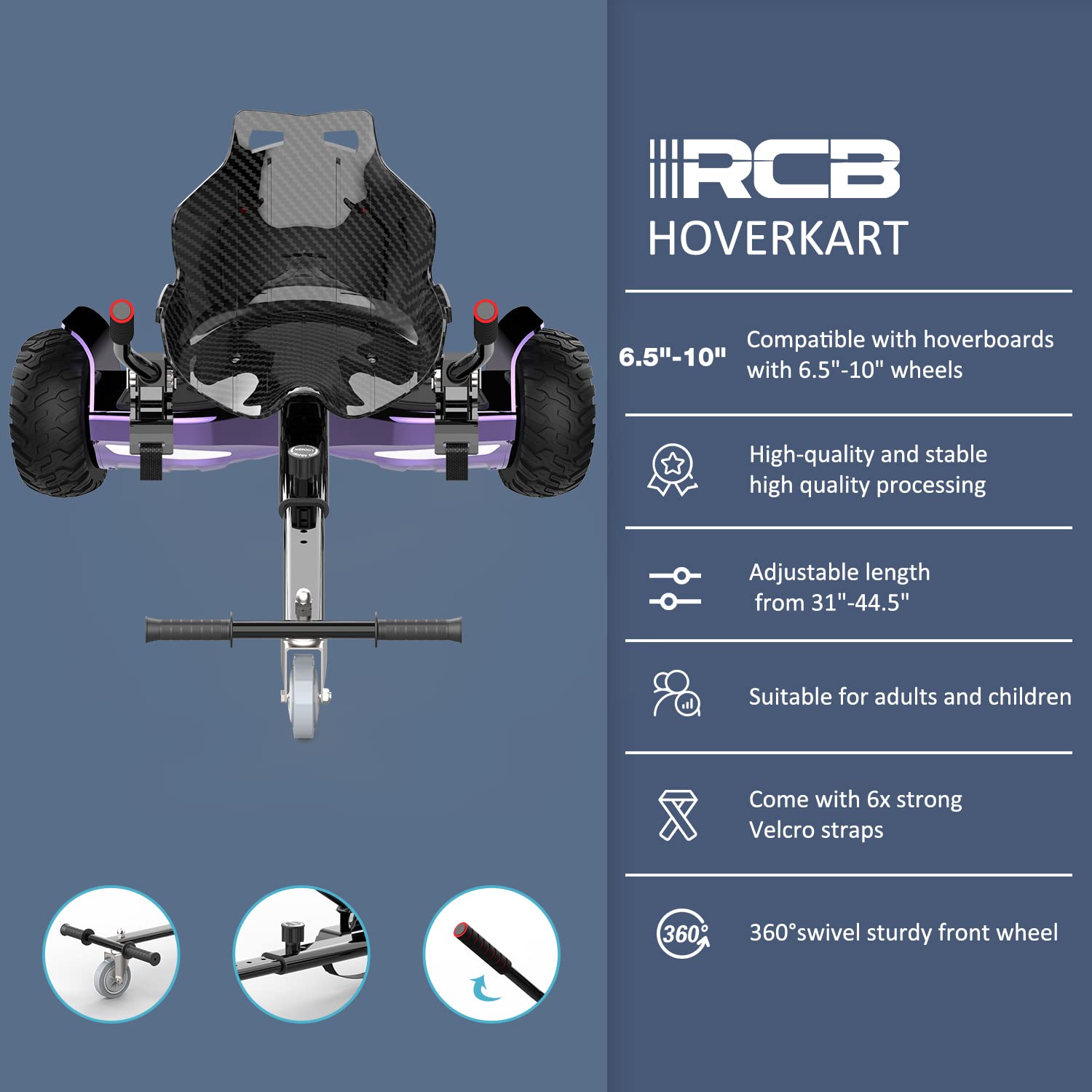 RCB Hoverboards SUV mit Sitz Hoverboards Off-Road, App-fähige Bluetooth Hoverboards, 8,5 '' Hummer + Hoverkart Go Kart für Self Balancing hoverboards, Geschenk für Kinder
