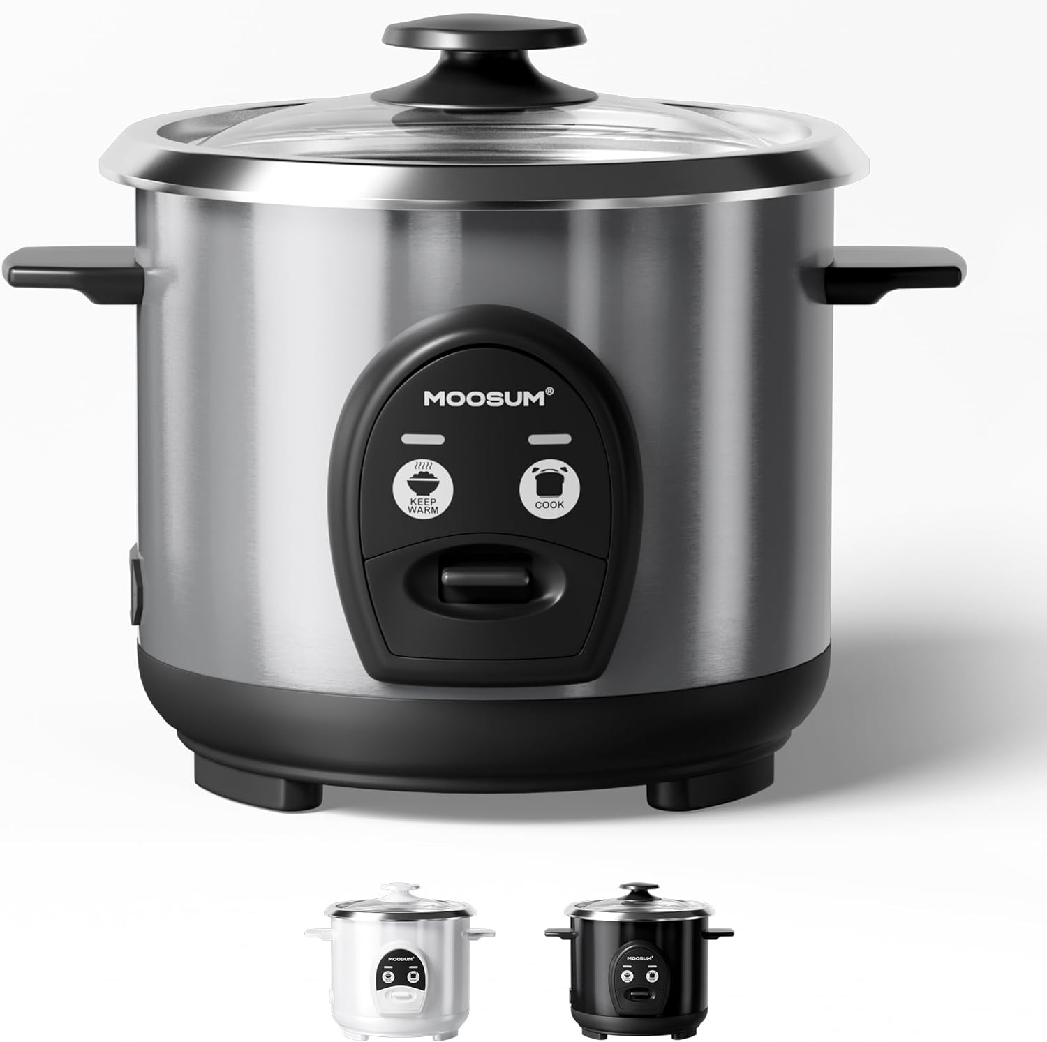 3-Cup Uncooked Rice Cooker Small, Stainless Steel Non-Toxic Inner Pot, One-Touch Multifunction for Rice/Sauté/Yogurt, Dishwasher Safe, 1-3 People Size, Silver