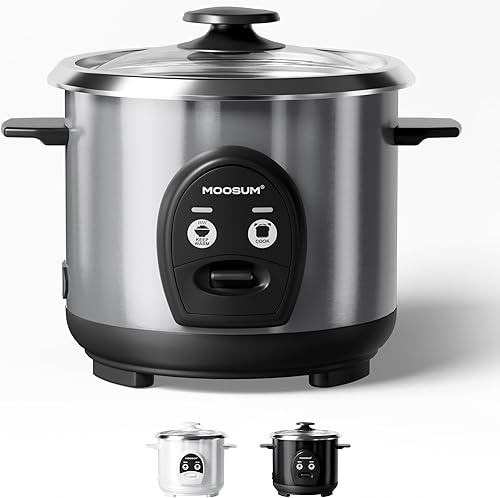 Olla arrocera sin cocer de 3 tazas, pequeña y vaporera de alimentos, olla interior no tóxica de acero inoxidable, multifunción de un solo toque para