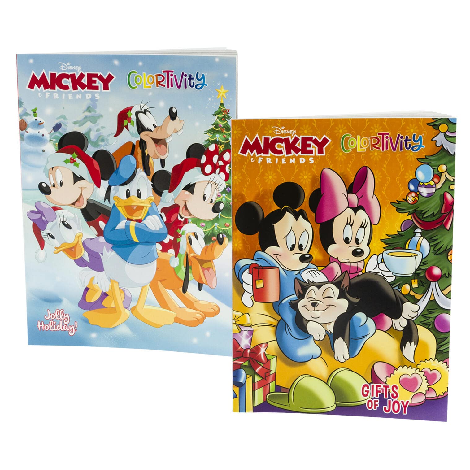 Colortivity Disney Mickey and Friends Coloring and Activity Book Set for Kids Toddlers - Set of 2 Mickey Mouse Coloring Books 'Gifts of Joy' and 'Jolly Holiday'