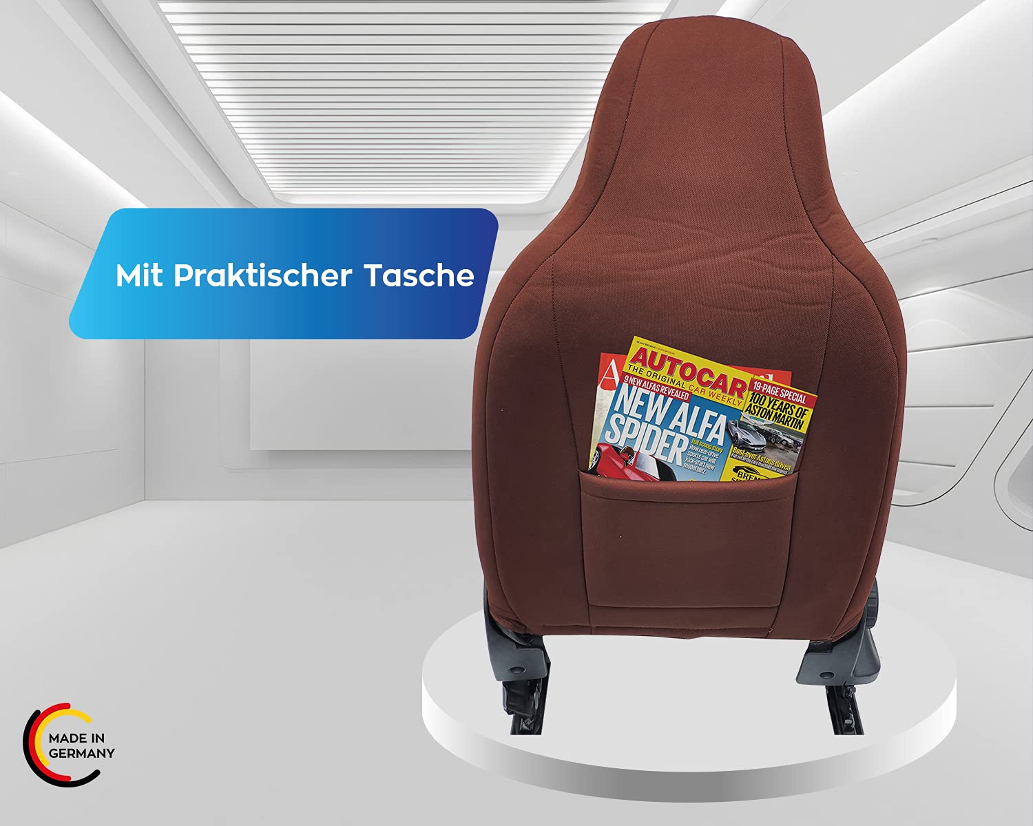 Set di coprisedili per sedile pilota e passeggero compatibili con camper FIAT Ducato, Pössl, Knaus, Adria, Carthago, Pilote Laika WPL412 beige/marrone