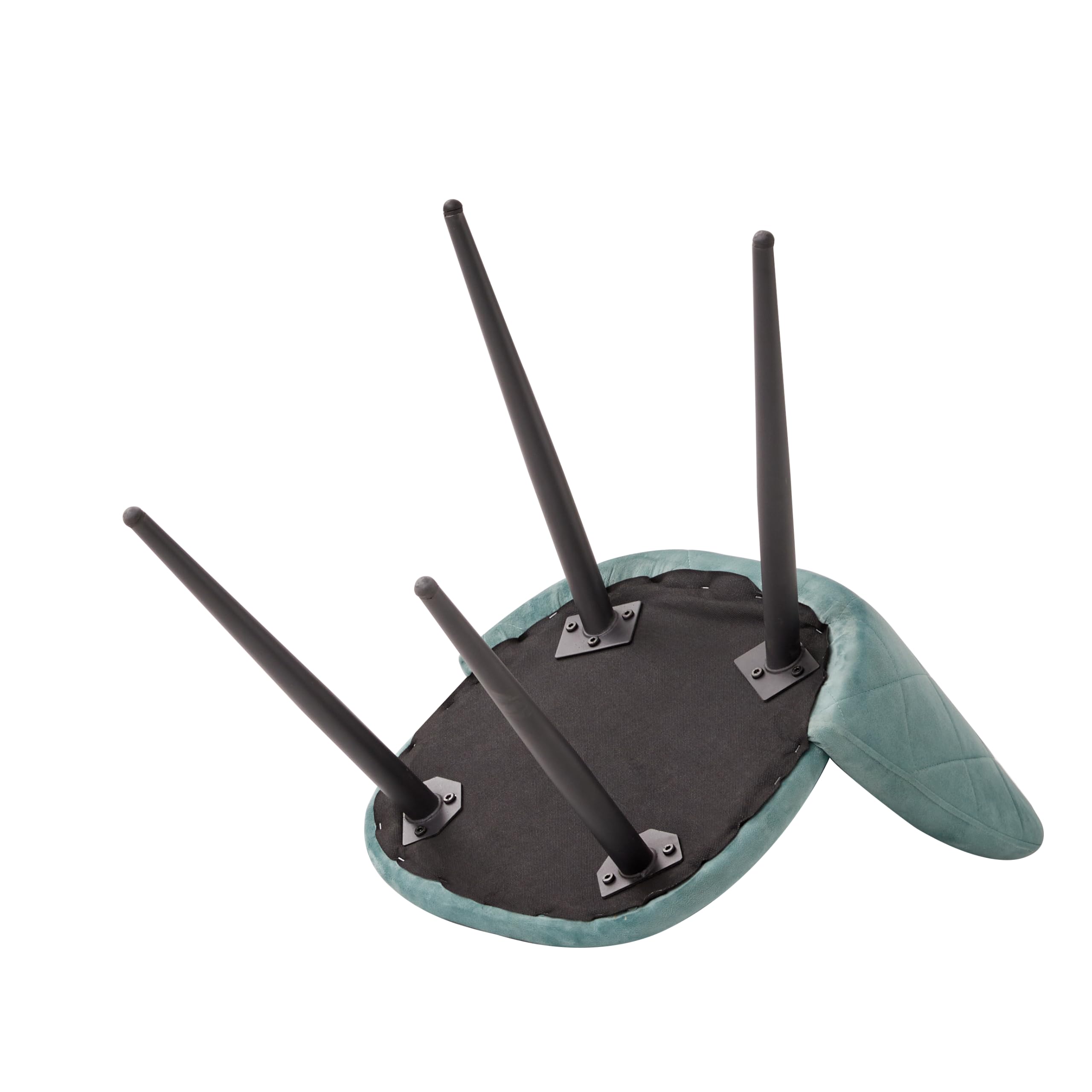 BenyLed Set di 4 Sedie da Pranzo Scandinave, Sedie da Cucina in Velluto, Sedie Imbottite Cucina con Gambe in Metallo Nero (Verde+Blu/Nero Piedi)