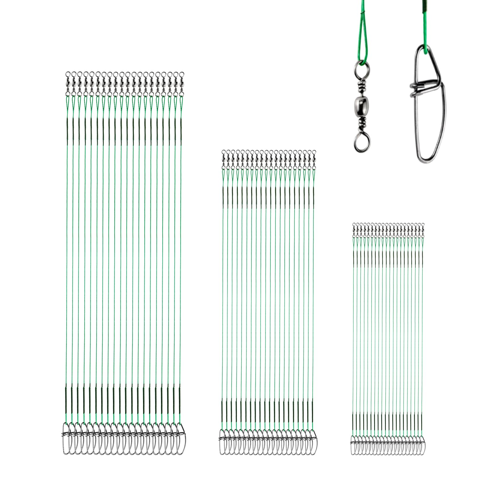 Líder de Pesca de Alta Resistencia para Agua Salada Líderes de Pesca de Acero Inoxidable para Agua Dulce Aparejos Rápidos Líder de Alambre Tackle Níquel Negro 60pcs