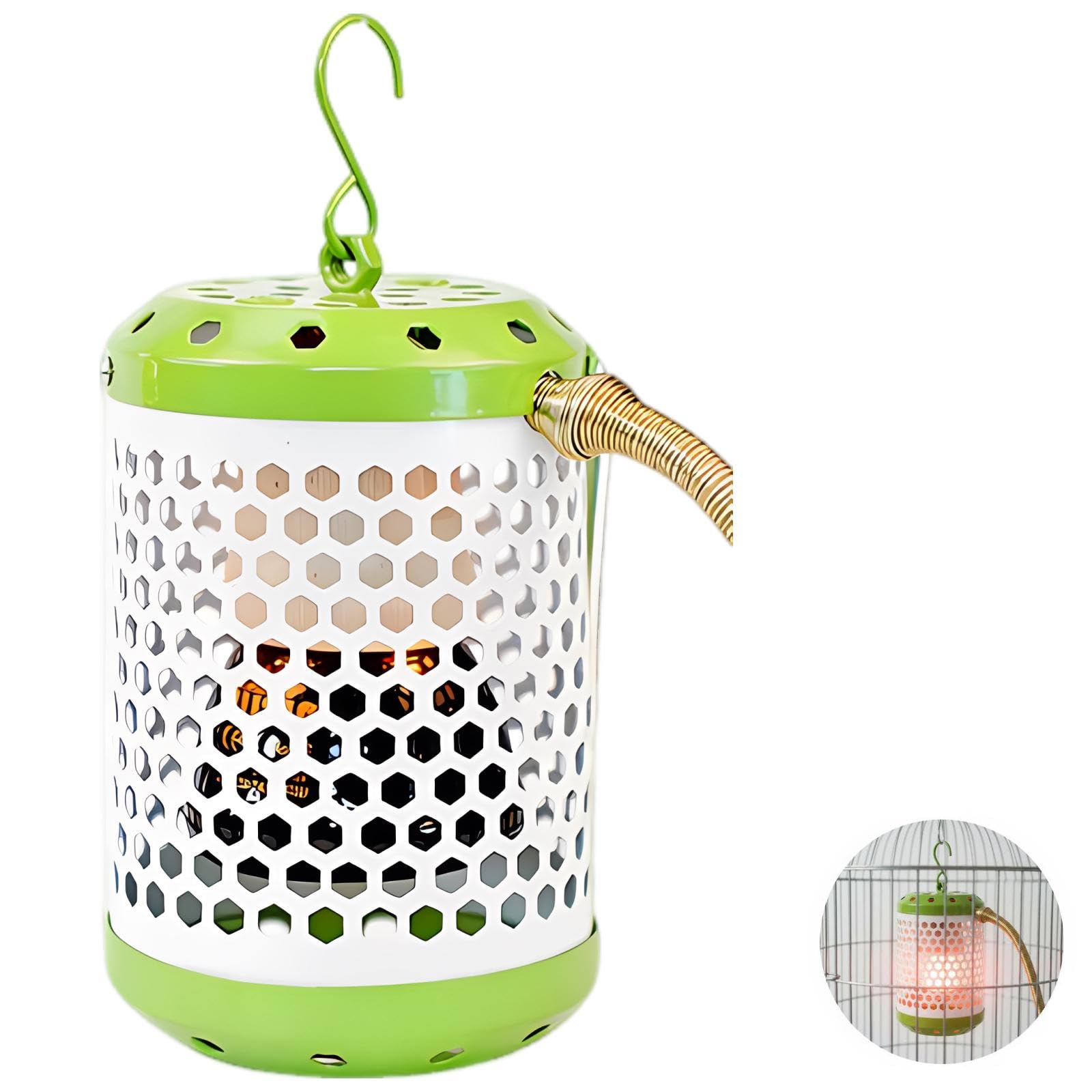 2 lampade riscaldanti per animali domestici con paralume anti-scottature, in ferro verde, scalda gabbia per uccelli, 50 W e 100 W, riscaldatori in ceramica per pappagalli, piccoli uccelli