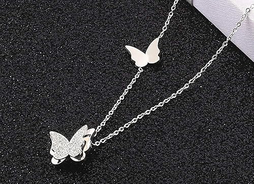 Miniatura 4 de Pendientes de mariposa de acero inoxidable esmerilados chapados en oro rosa de 18 quilates para mujer