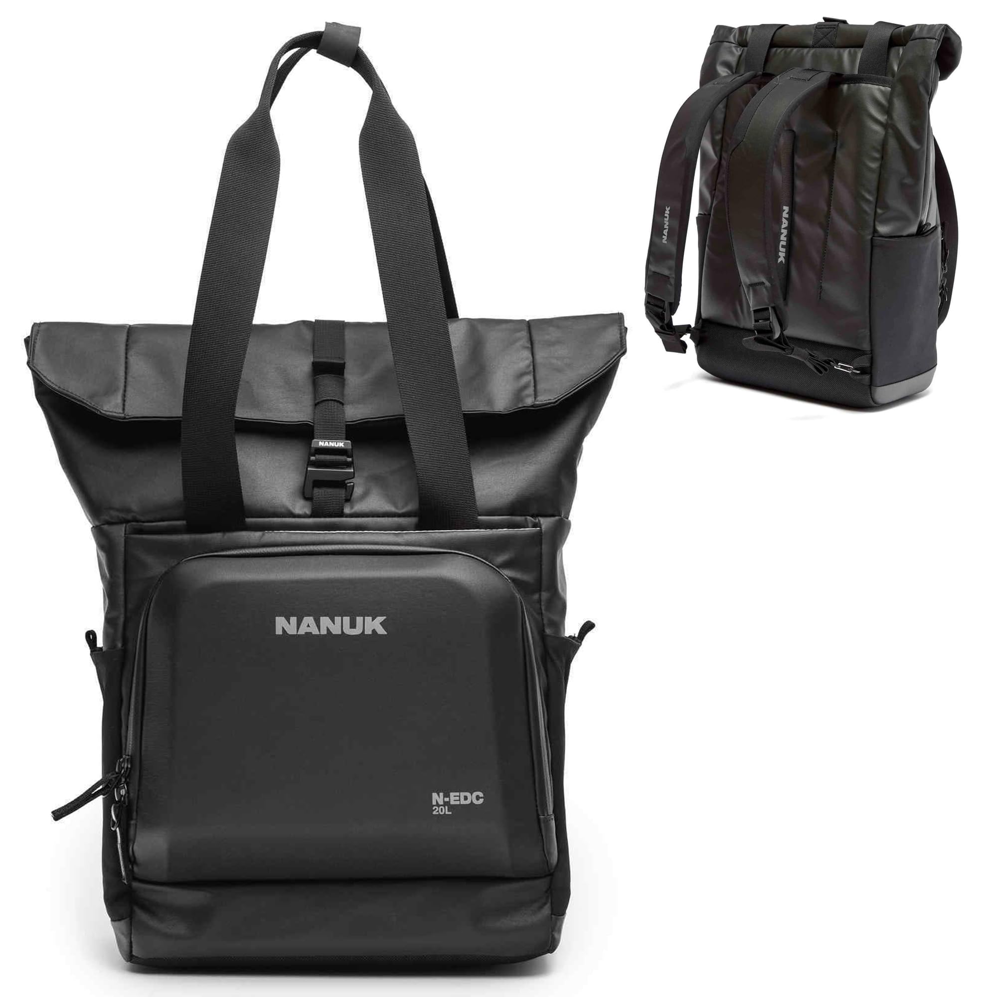 NANUK N-EDC 20L Tote Bag – Water-Resistant Laptop Backpack for Work Travel and Everyday Carry – Convertible Carry-On –Versatile Design, TSA-Ready, Smart Organization – Black
