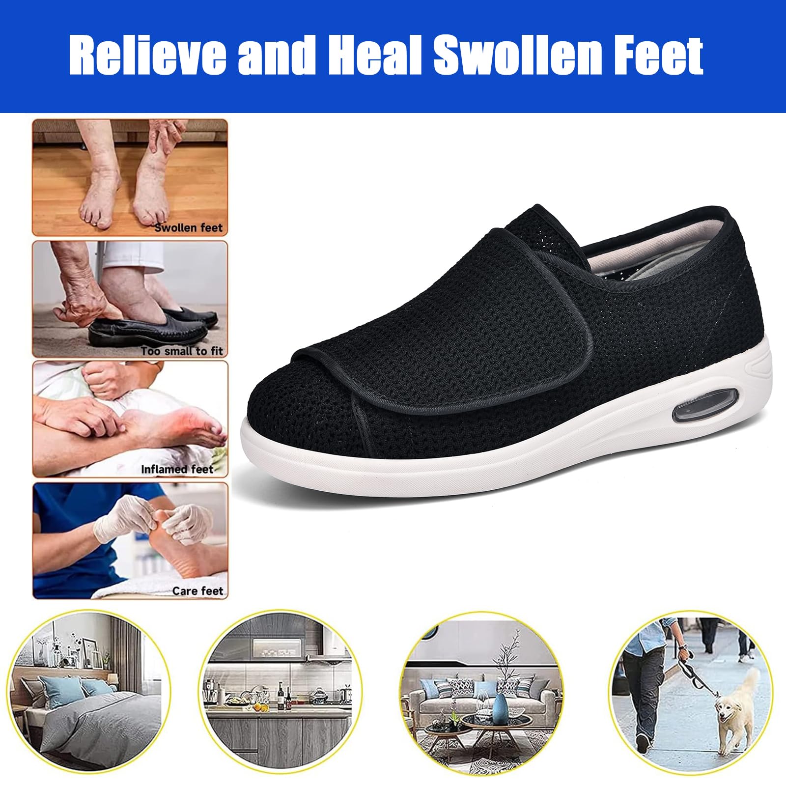 Scarpe da Uomo E da Donna con Suola Extra Larga Ortopediche per Anziani con Fascite Plantare per Alleviare Il Gonfiore dei Piedi Scarpe da Passeggio per Pollice Valgo E Edema in Memory Foam (