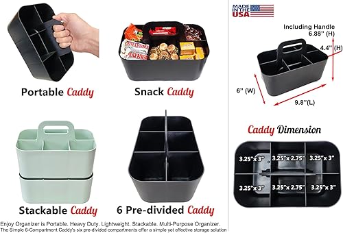 Miniatura 3 de Pequeño organizador de plástico apilable con asa de 6 compartimentos Escritorio, maquillaje, dormitorio, organizador de arte para el aula - Menta