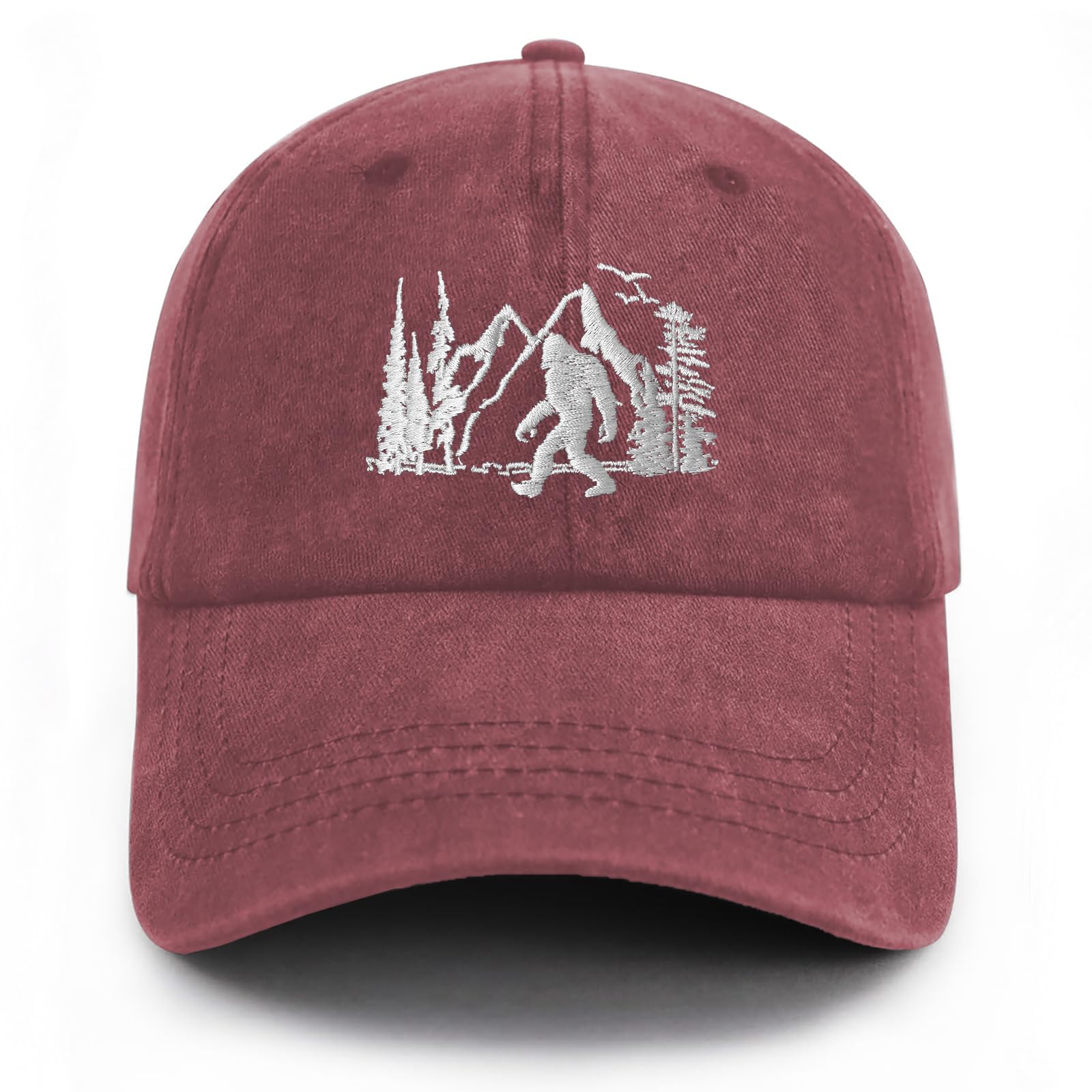 Tomalillin Bigfoot Hats for Men Women, Funny Adjustable Embroidered Big Foot Sasquatch Baseball Cap, Wild Bigfoot Trucker Hat, Bigfoot-red, One size