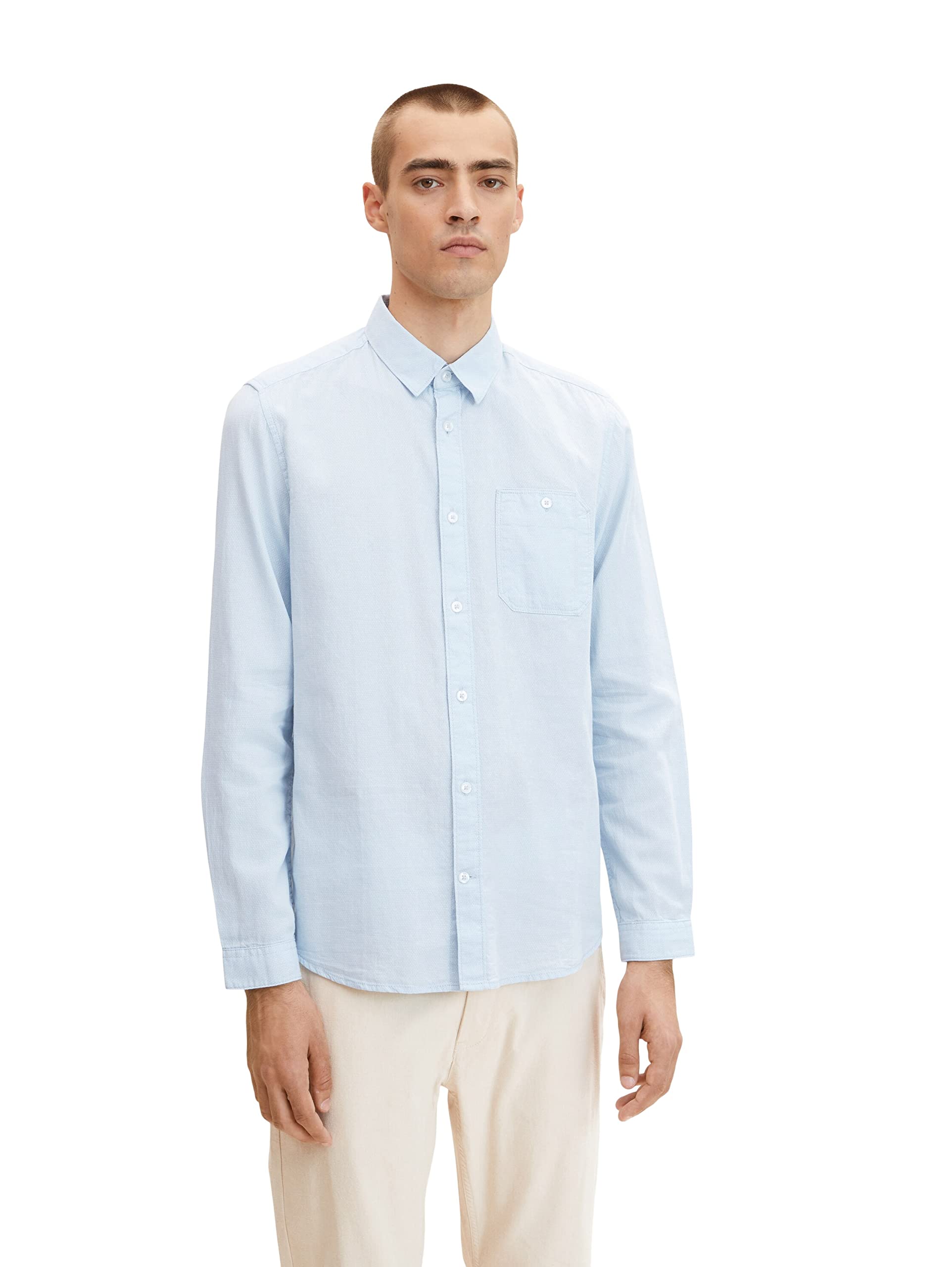 Tom Tailor Herren Regular Fit Hemd mit Bio-Baumwolle Shirt