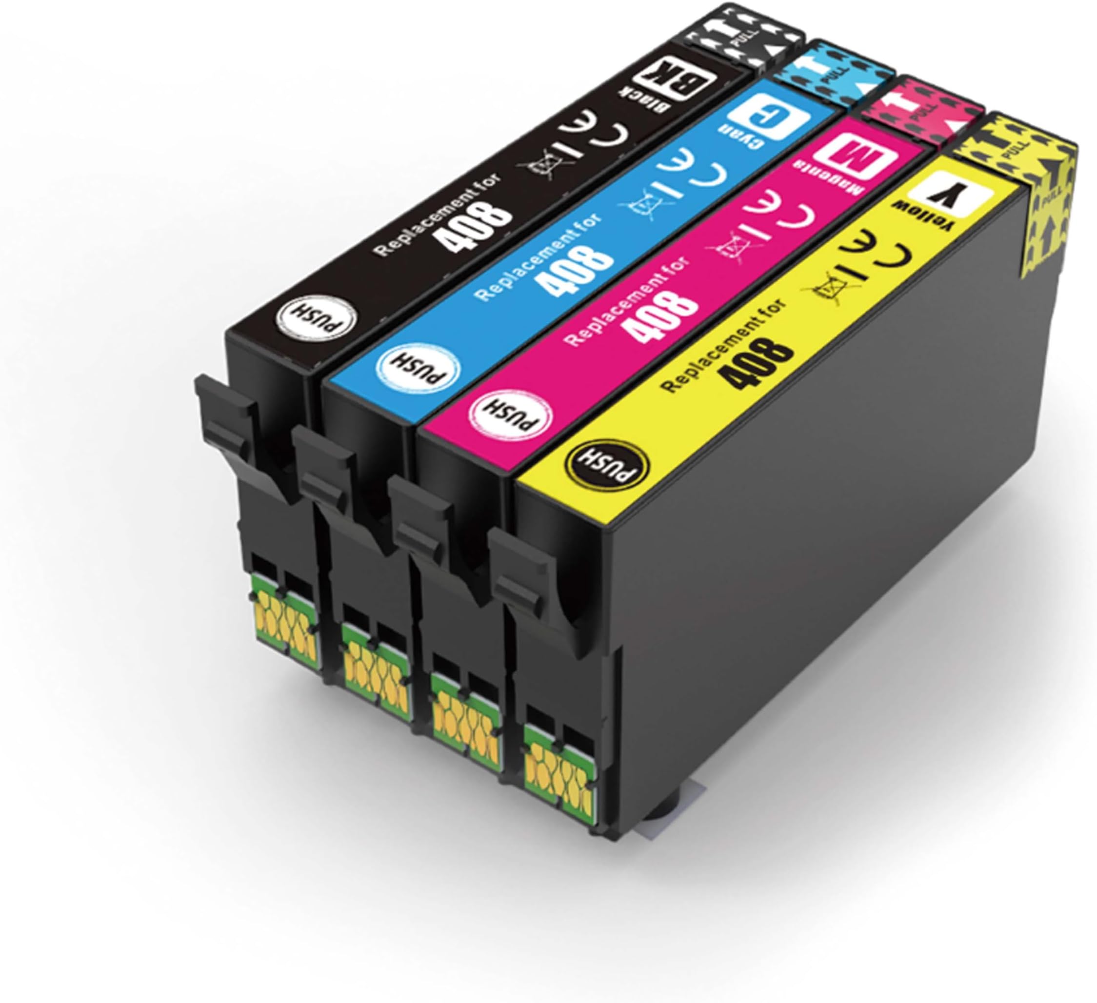 Yongairuink 408XL 408 XL Ink Cartridges Compatible with EPN 408XL 408L 408 Ink for EPN WorkForce Pro WF-C4310DW WF-C4810DTWF WFC4310 WFC4810 Printer (1 Black 1 Cyan 1 Magenta 1 Yellow)