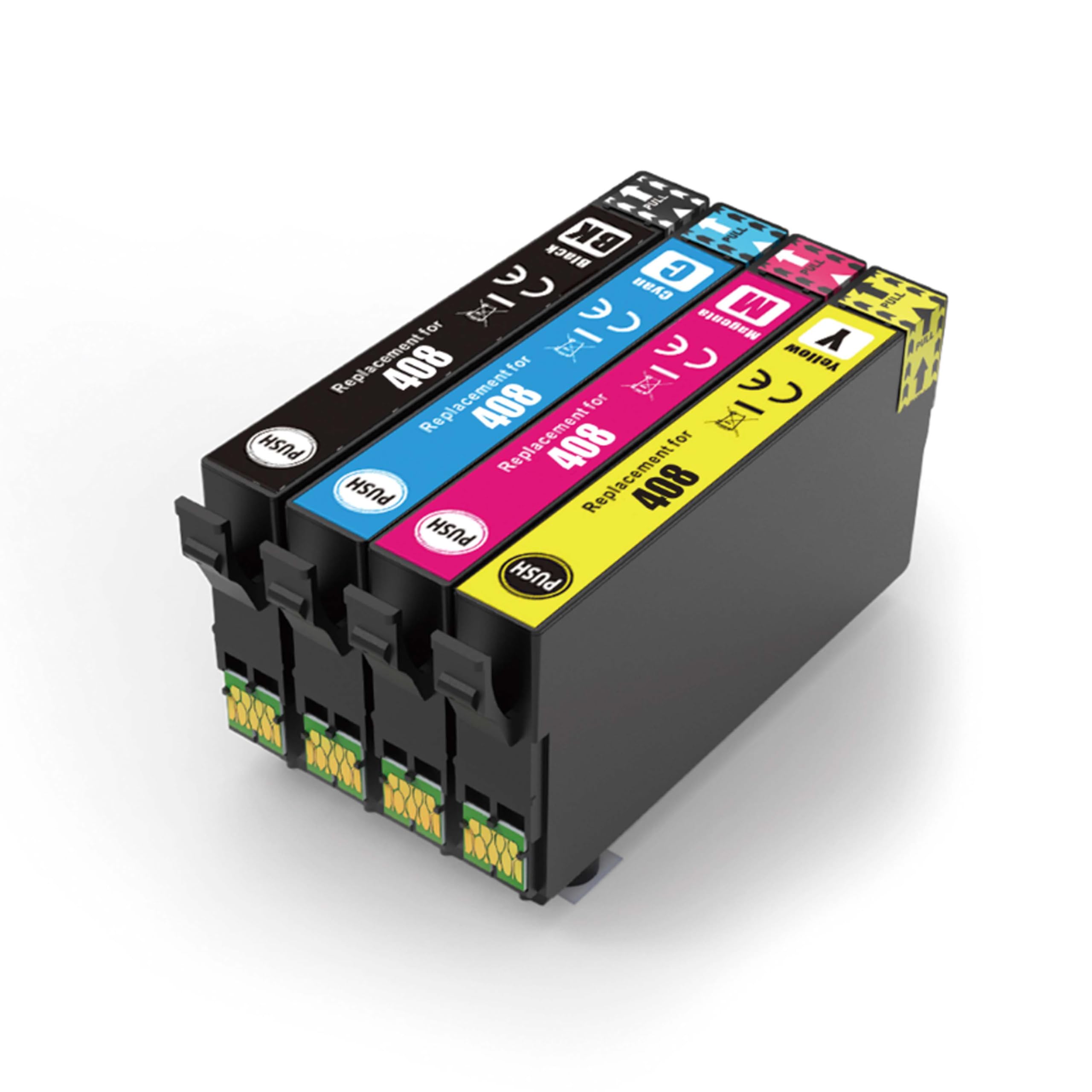 Yongairuink 408XL 408 XL Ink Cartridges Compatible with EPN 408XL 408L 408 Ink for EPN WorkForce Pro WF-C4310DW WF-C4810DTWF WFC4310 WFC4810 Printer (1 Black 1 Cyan 1 Magenta 1 Yellow)