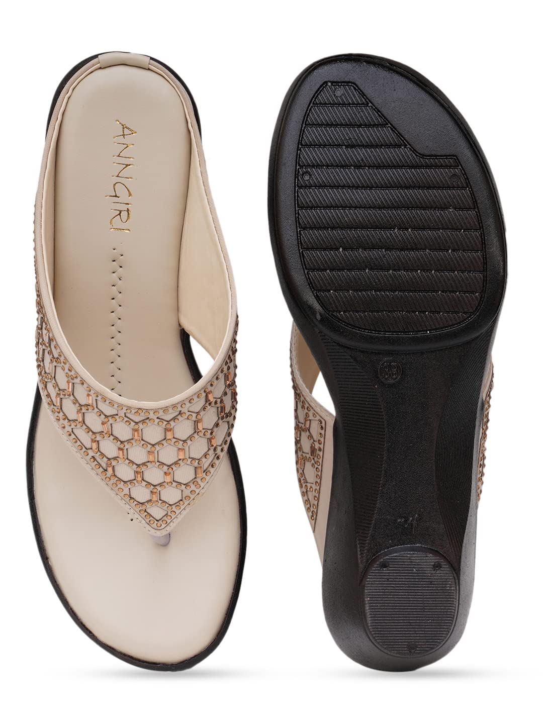 ANNGIRIWomen's Flat Sandals Fashion Slides With Synthetic (PU) Slippers for Summer ANN 1419