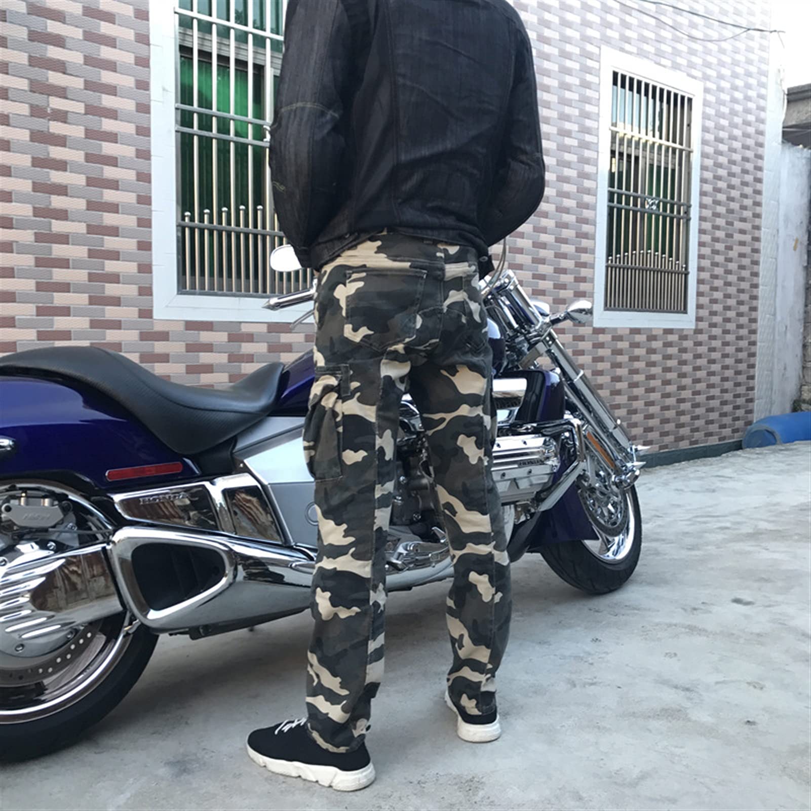 Pantalones De Moto De Camuflaje Vaqueros De Moto para Hombre Viene con 4 Equipos De Protección Desmontables. Vaqueros De Primavera Y Verano, Unisex, Aptos para El Ciclismo. (M-4XL)