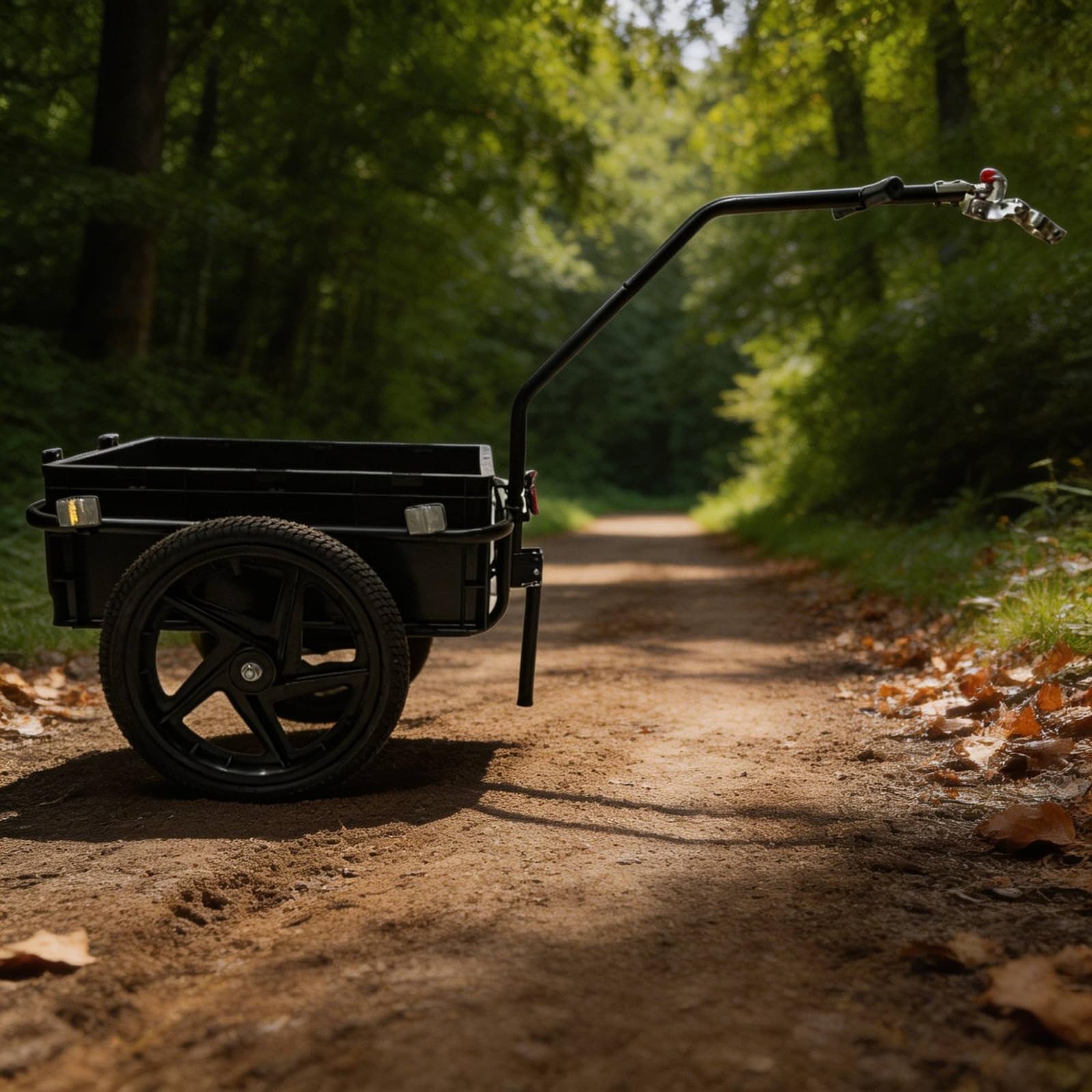 Remolque de Bicicleta Plegable Remolque Carrito Carga Transporte con Acero y Plástico Resistentes Caja Rectangular Extraíble Fácil Maniobra y