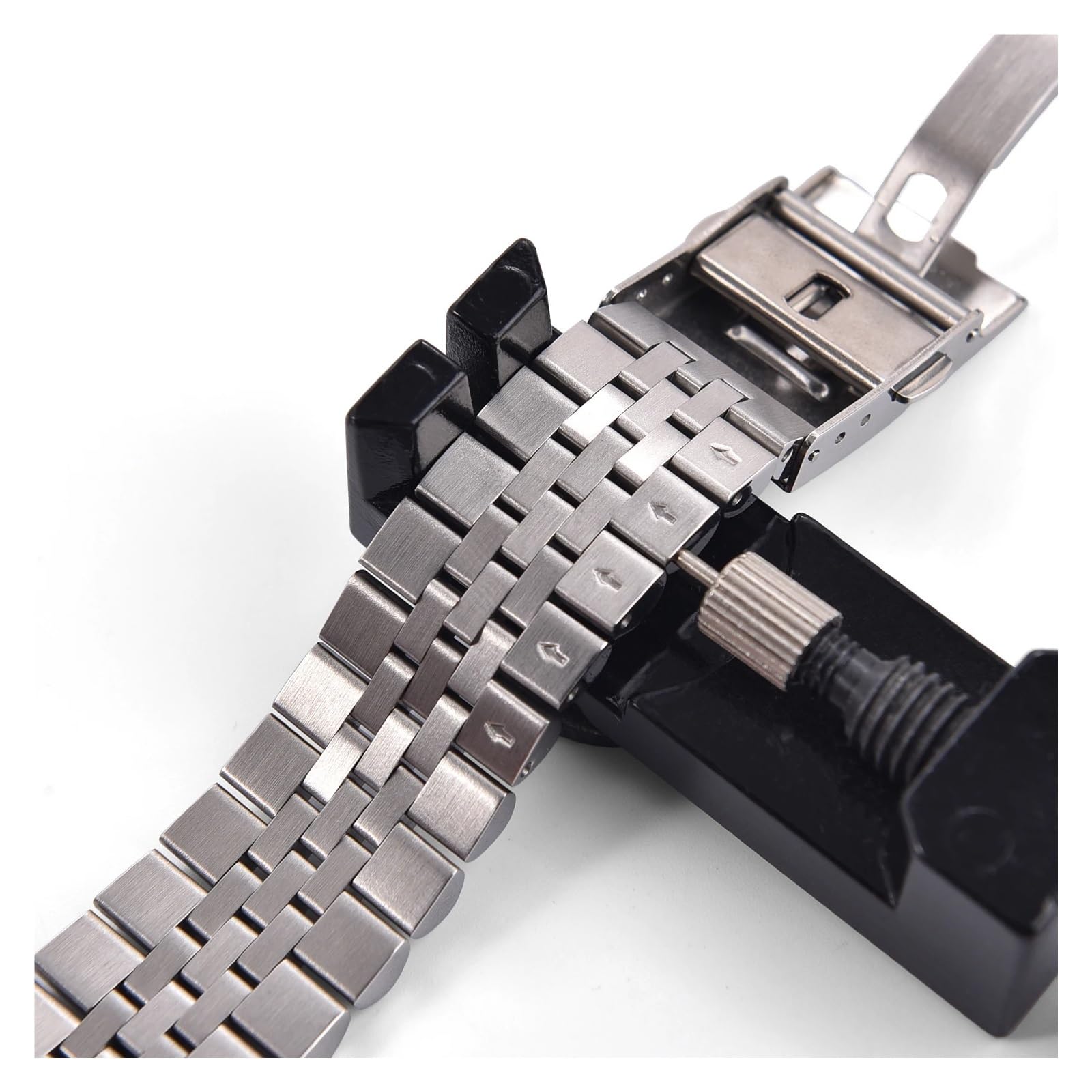 Genérico Correa de reloj acero inoxidable, hebilla plegable plana 20 a 22mm, apta for hombres