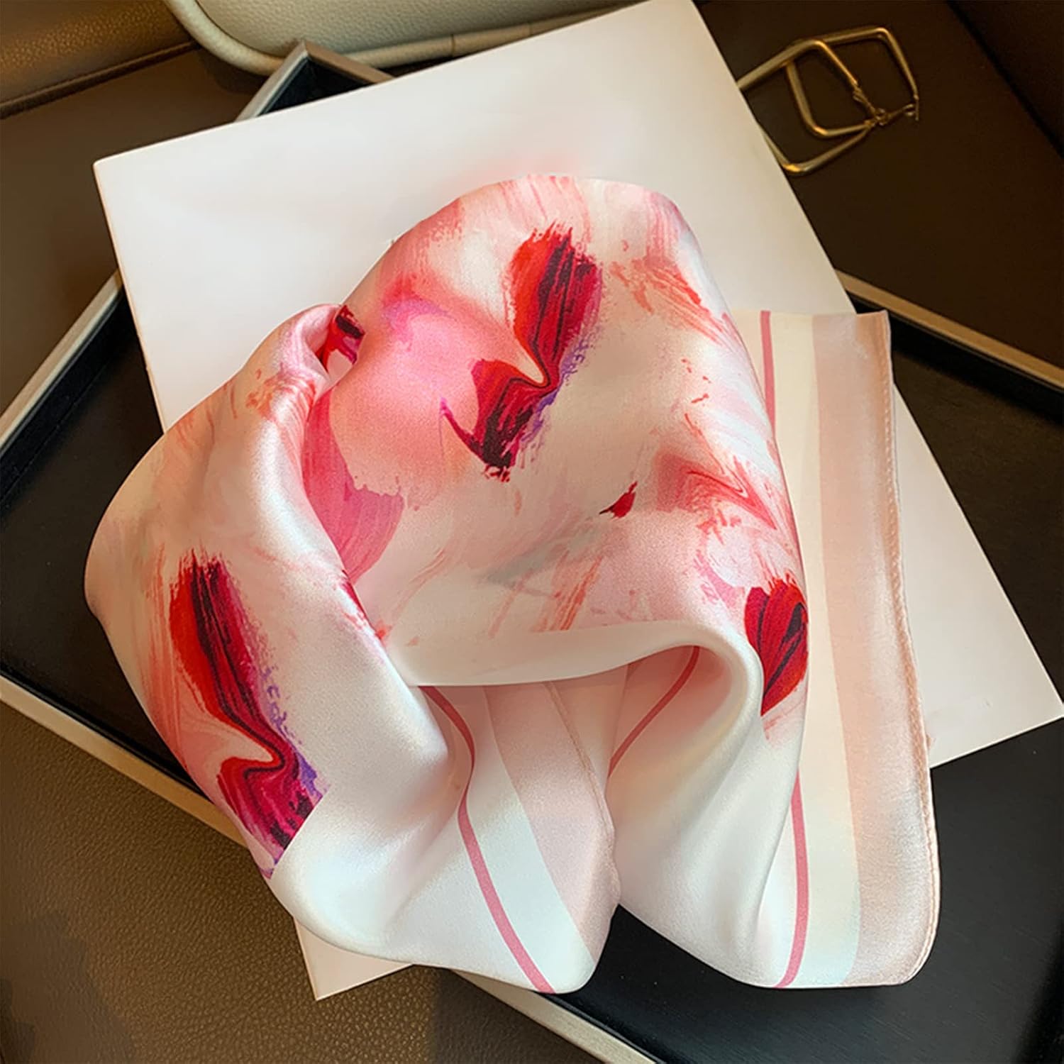 PoeticEHome 100% Mulberry Silk Neck Scarf 21"x21" Small Square Scarfs for Women Gift Packed - Image 6