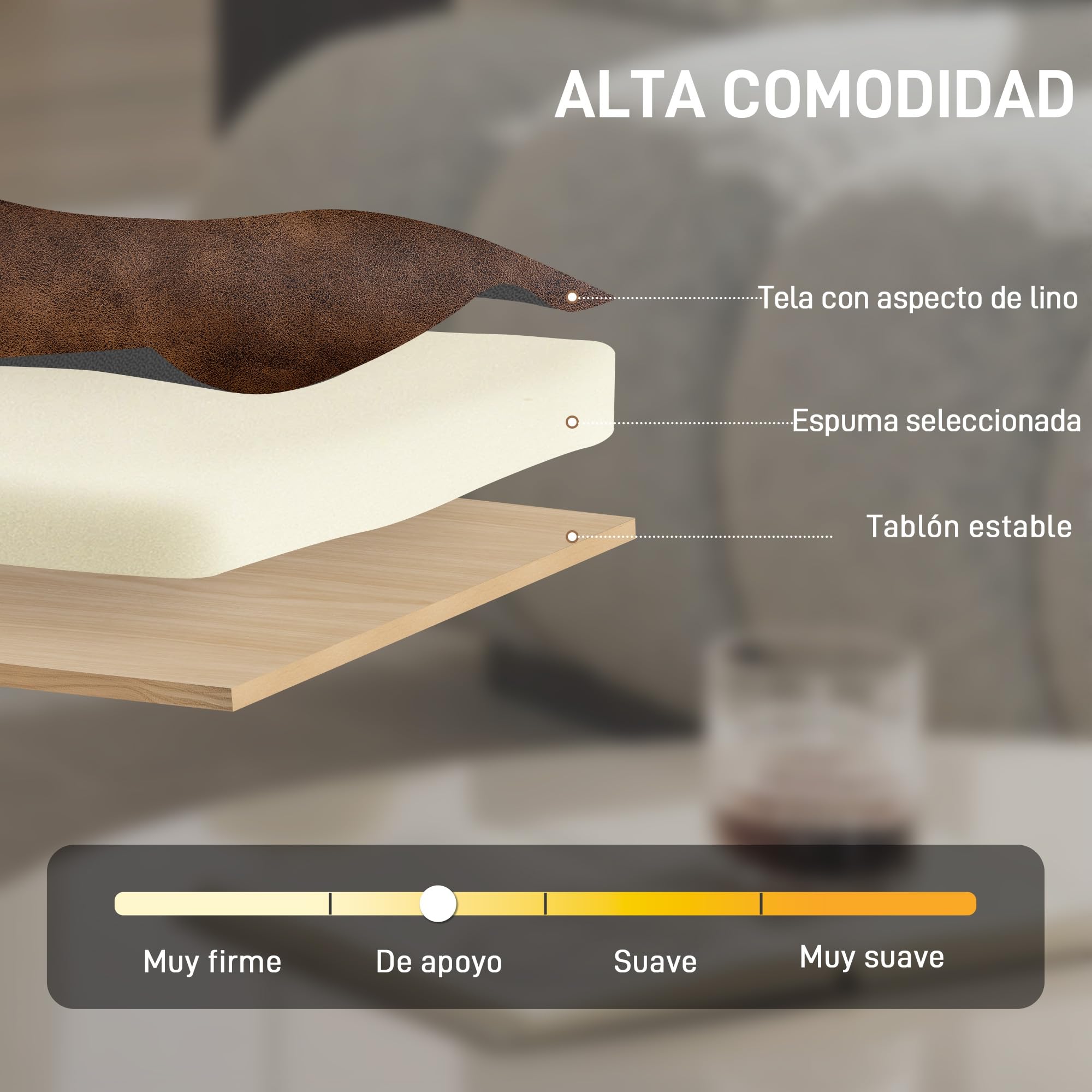 HOMCOM Butaca de Salón, Tapizado en PU, Sillón Lectura con Marco de Madera Maciza, Asiento Acolchado, Asiento Amplio, Butaca para Sala de Estar, Dormitorio, Marrón