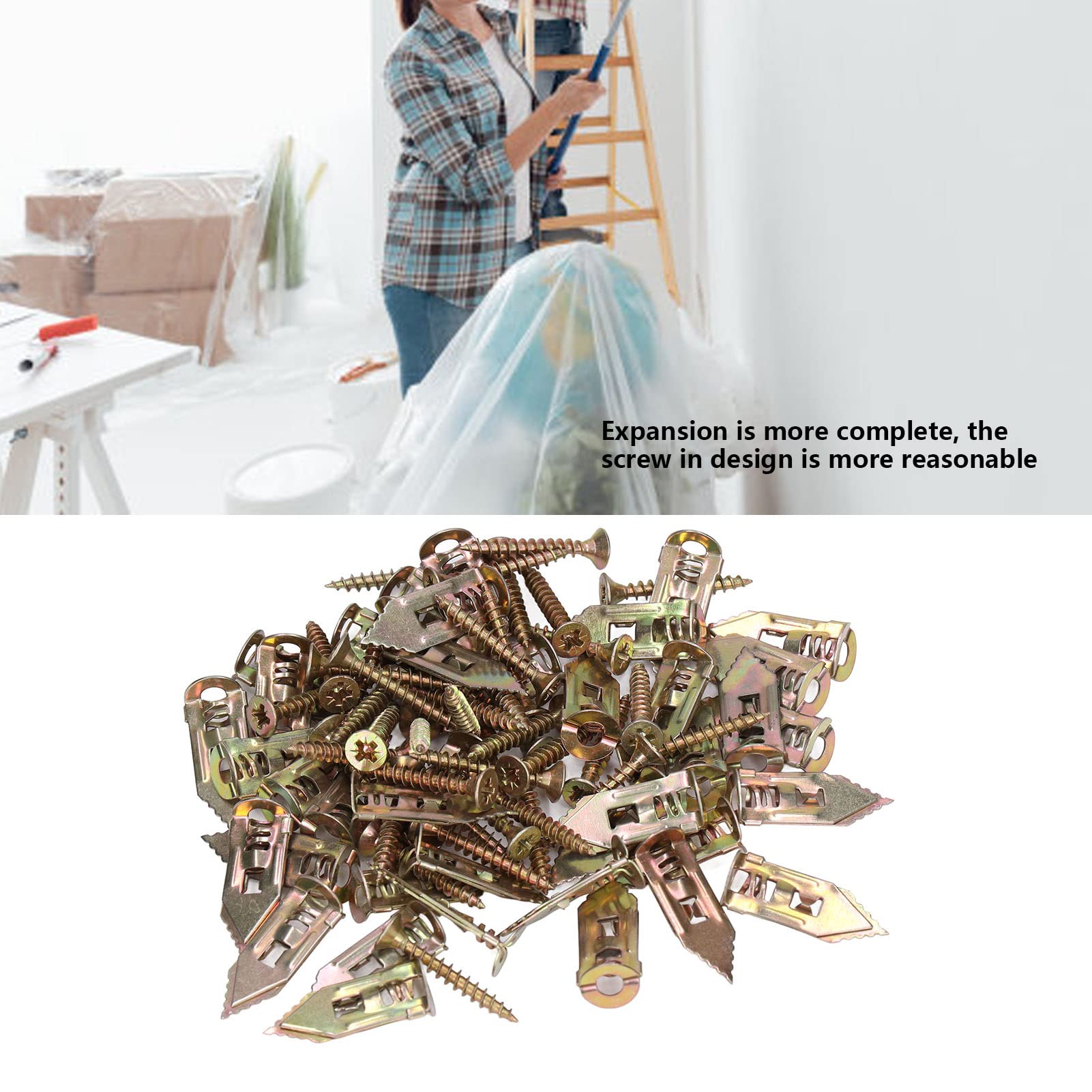 40 Pack Metal Expansion Bolt for Drywall, Self Drilling Drywall Anchors with Screws Kit Knock Type for Painting Picture Frame