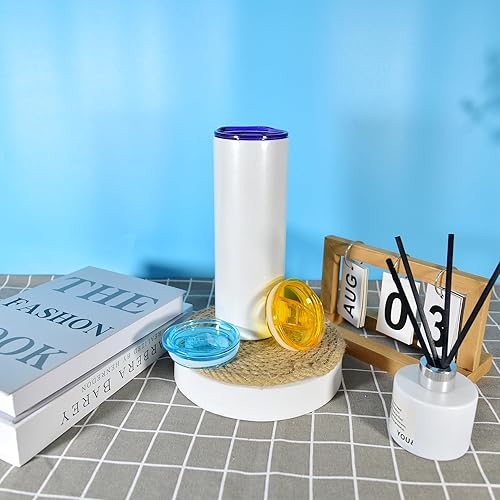 Miniatura 6 de 10 tapas delgadas para vaso de 20 onzas, tapas de repuesto de plástico resistentes a salpicaduras, tapas de silicona a prueba de derrames, tapa