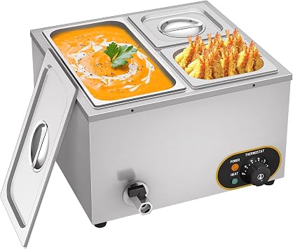 Electric Food Warmer,3 Pans Stainless Steel Bain Marietable,1500W