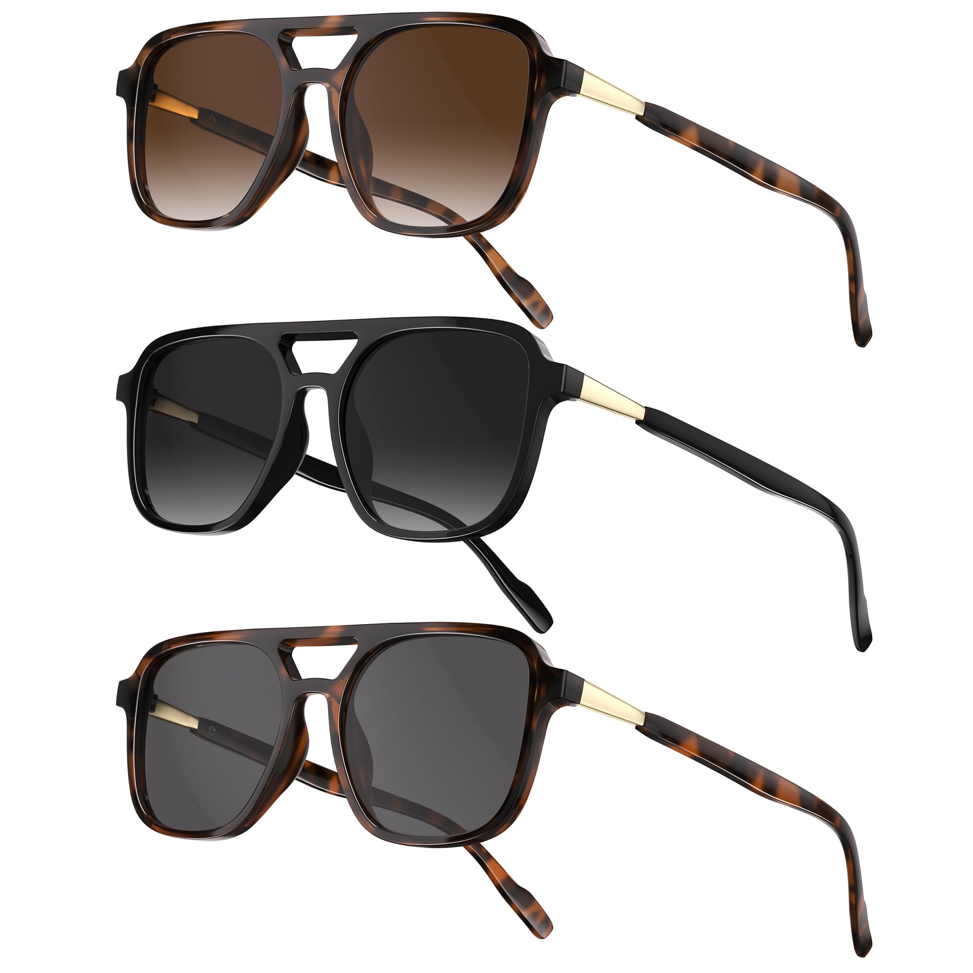 Retro Aviator Sunglasses for Women Men Polarized Trendy Vintage 70s Rectangle Womens Shades Sun Glasses UV Protection