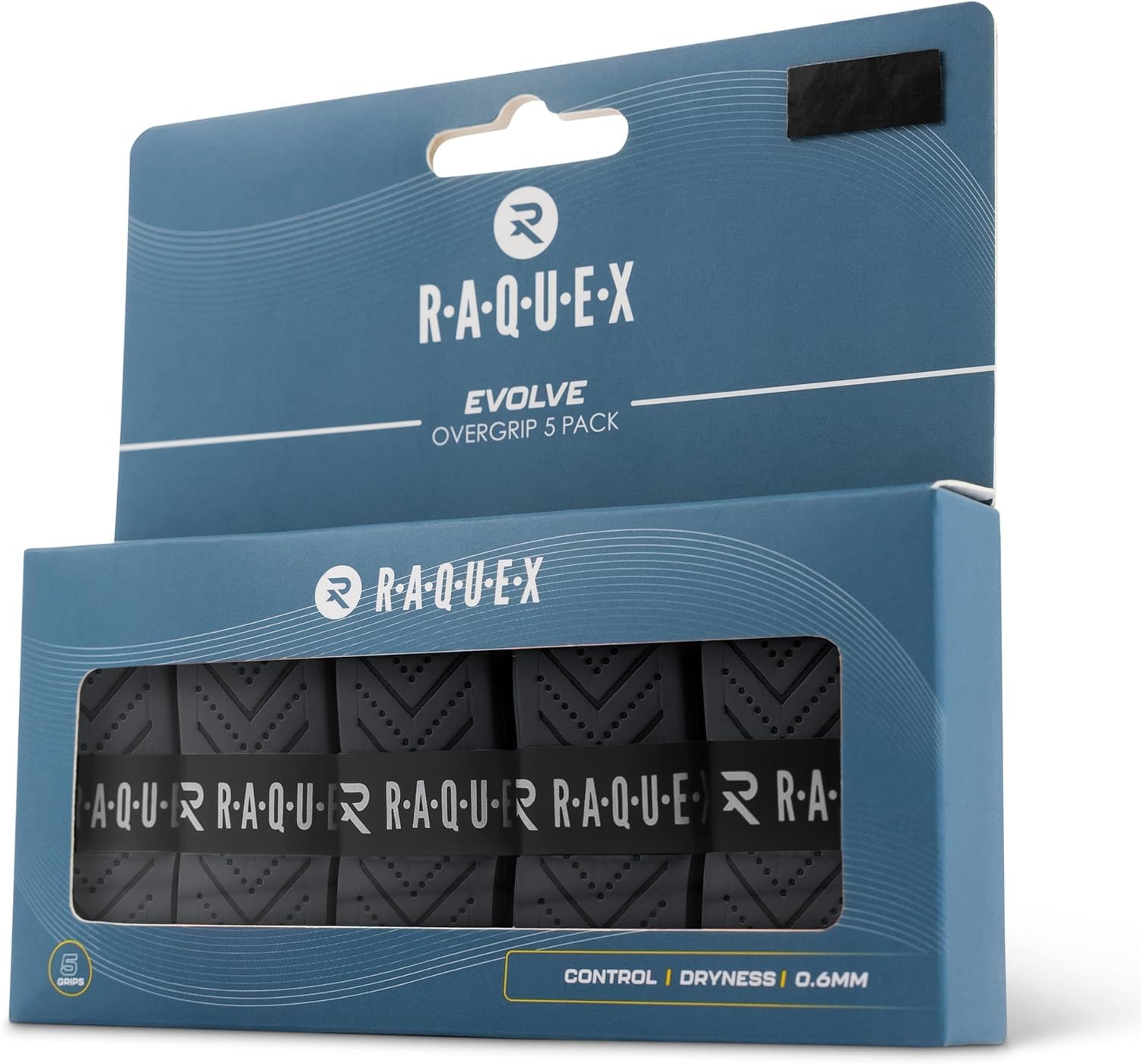 Surgrip Raquex Evolve - Pour Raquettes de Tennis, Badminton, Squash, Padel, Pickleball - Lot de 5, Multicolores - Overgrip Durable, Doux et Antidérapant (Noir Surgrip Raquex Evolve - Pour Raquettes de Tennis, Badminton, Squash, Padel, Pickleball - Lot de 5, Multicolores - Overgrip Durable, Doux et Antidérapant (Noir
